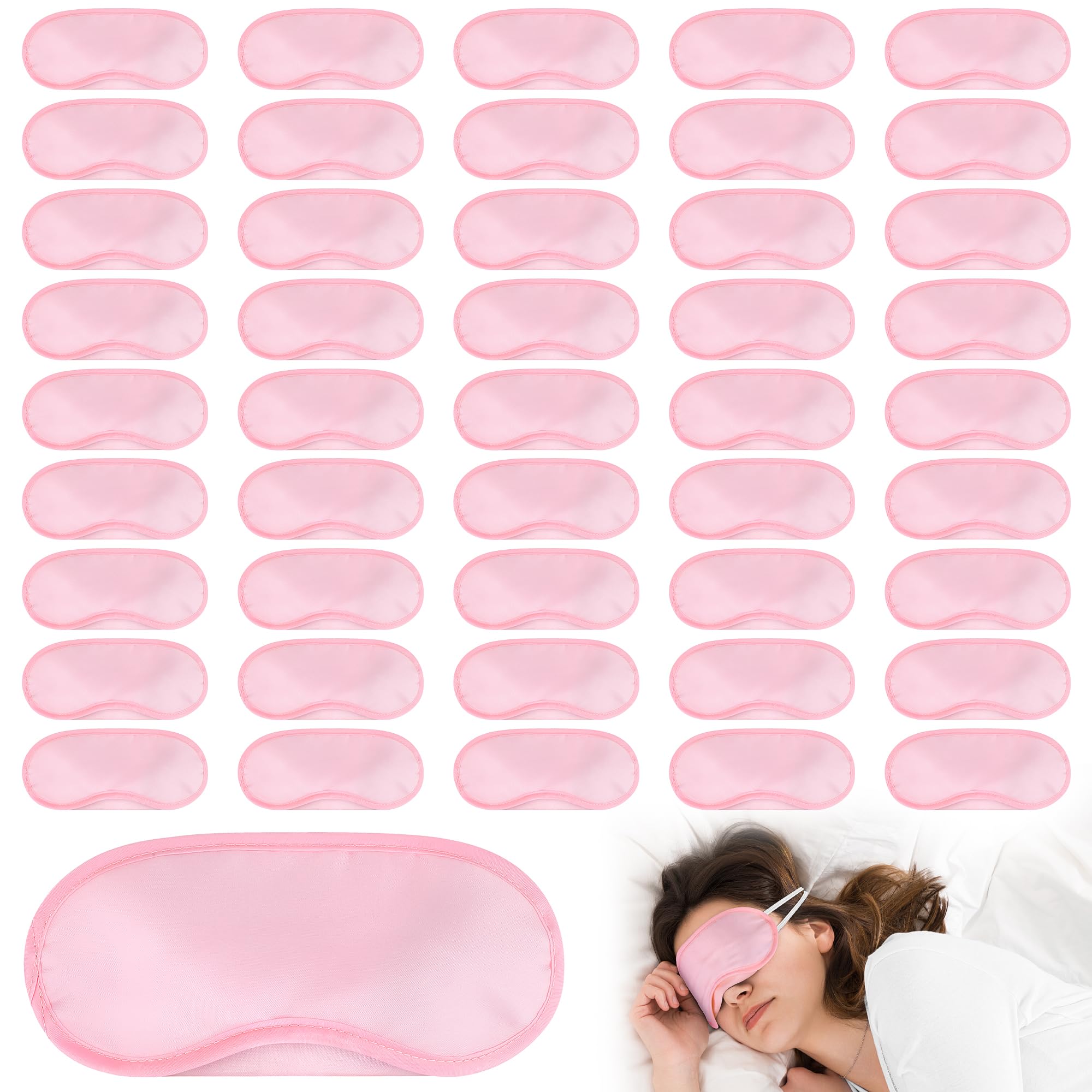 Masque de sommeil Aneco rose clair lot de 50, léger et confortable.