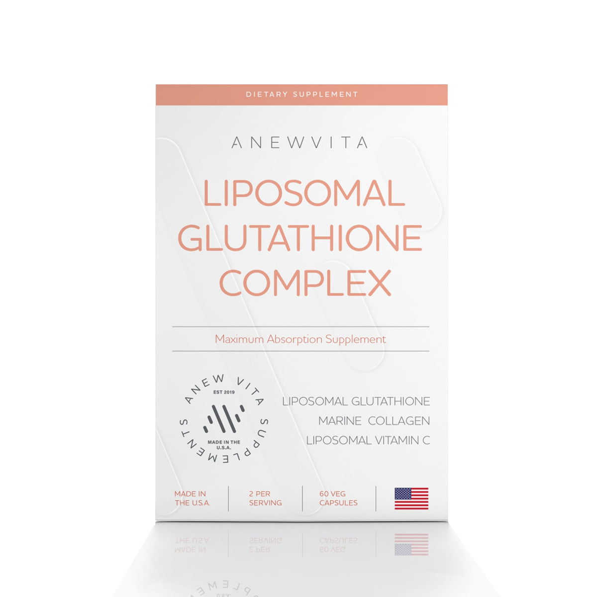Anew Vita glutathion liposomal, bouteille: absorption optimisée pour l'éclat de la peau.