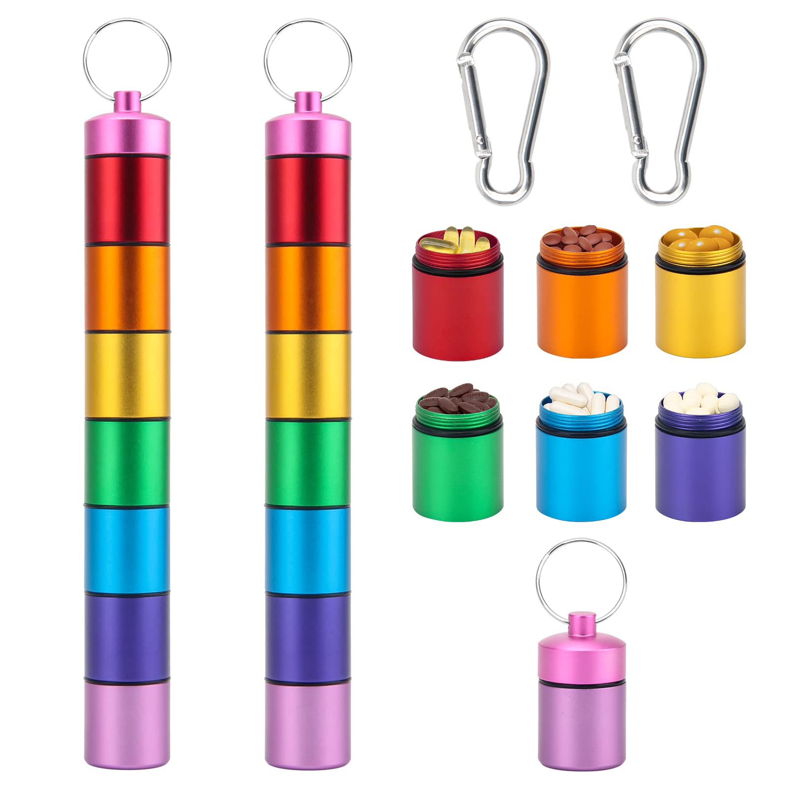 AngleKai étui-pilules arc-en-ciel portable, pratique pour voyage et organisation quotidienne.