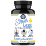 Bouteille Angry Supplements Stress Less pour une utilisation quotidienne et concentration.