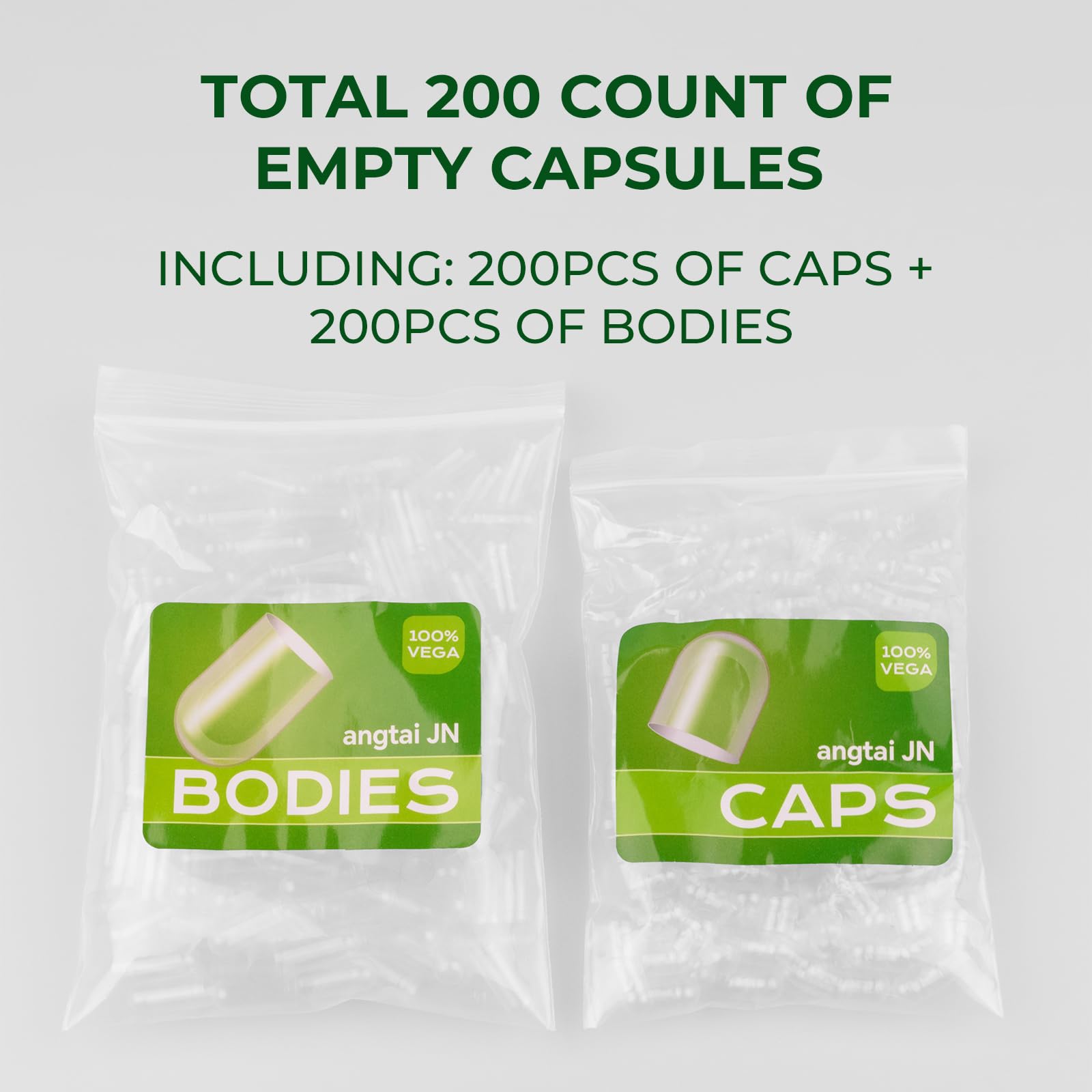 Capsules végétales séparées taille zéro Angtai JN, contrôle visuel facilité.