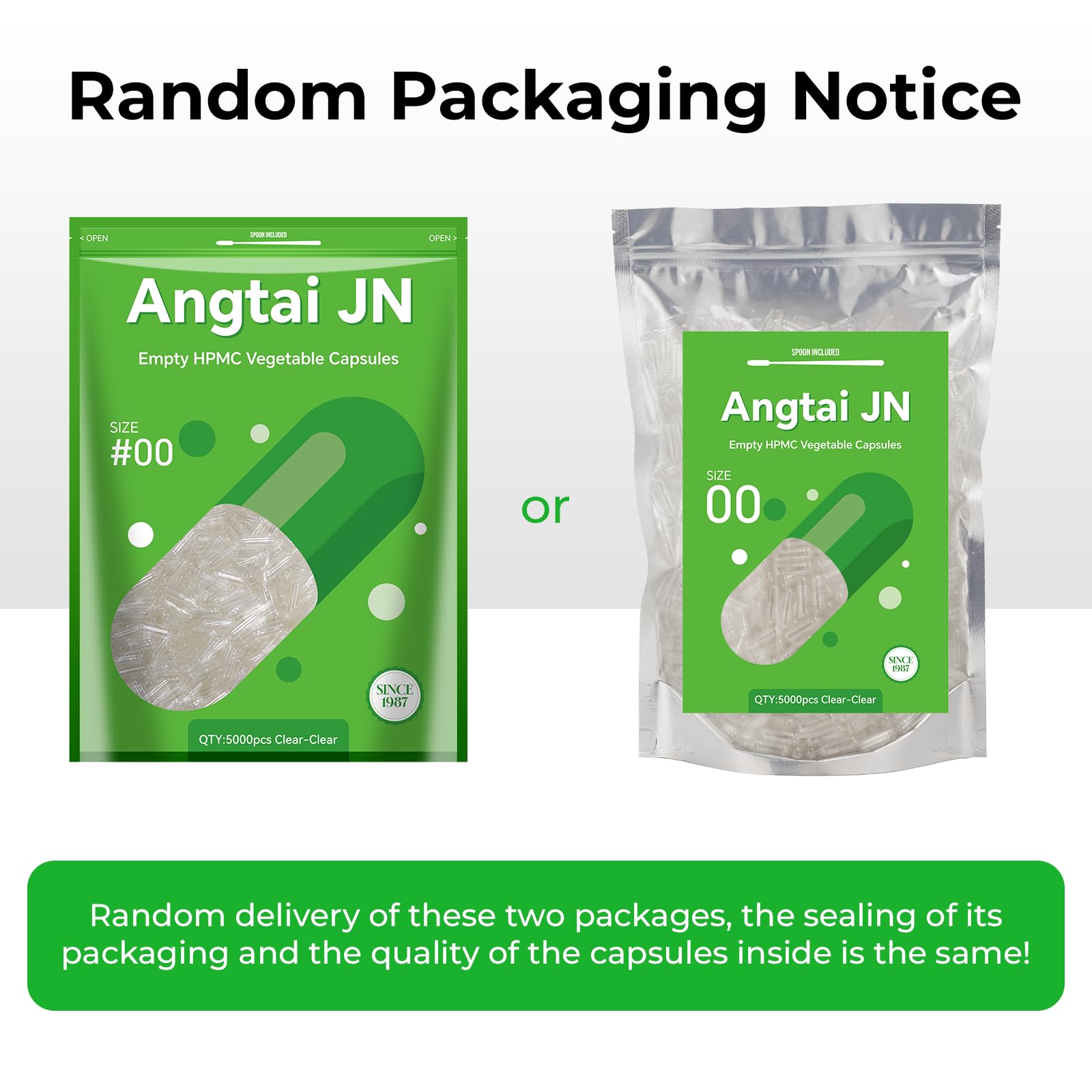 Angtai JN capsules vides sans gluten et sans OGM, adaptées à vos choix.