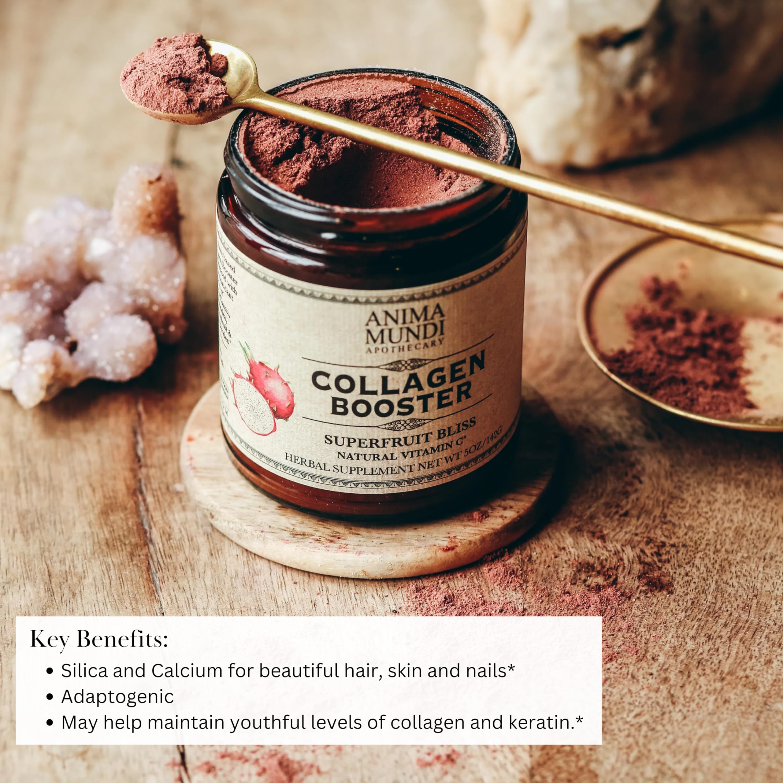 Poudre doseuse Anima Mundi Apothecary facilitant l’adjonction à une boisson quotidienne