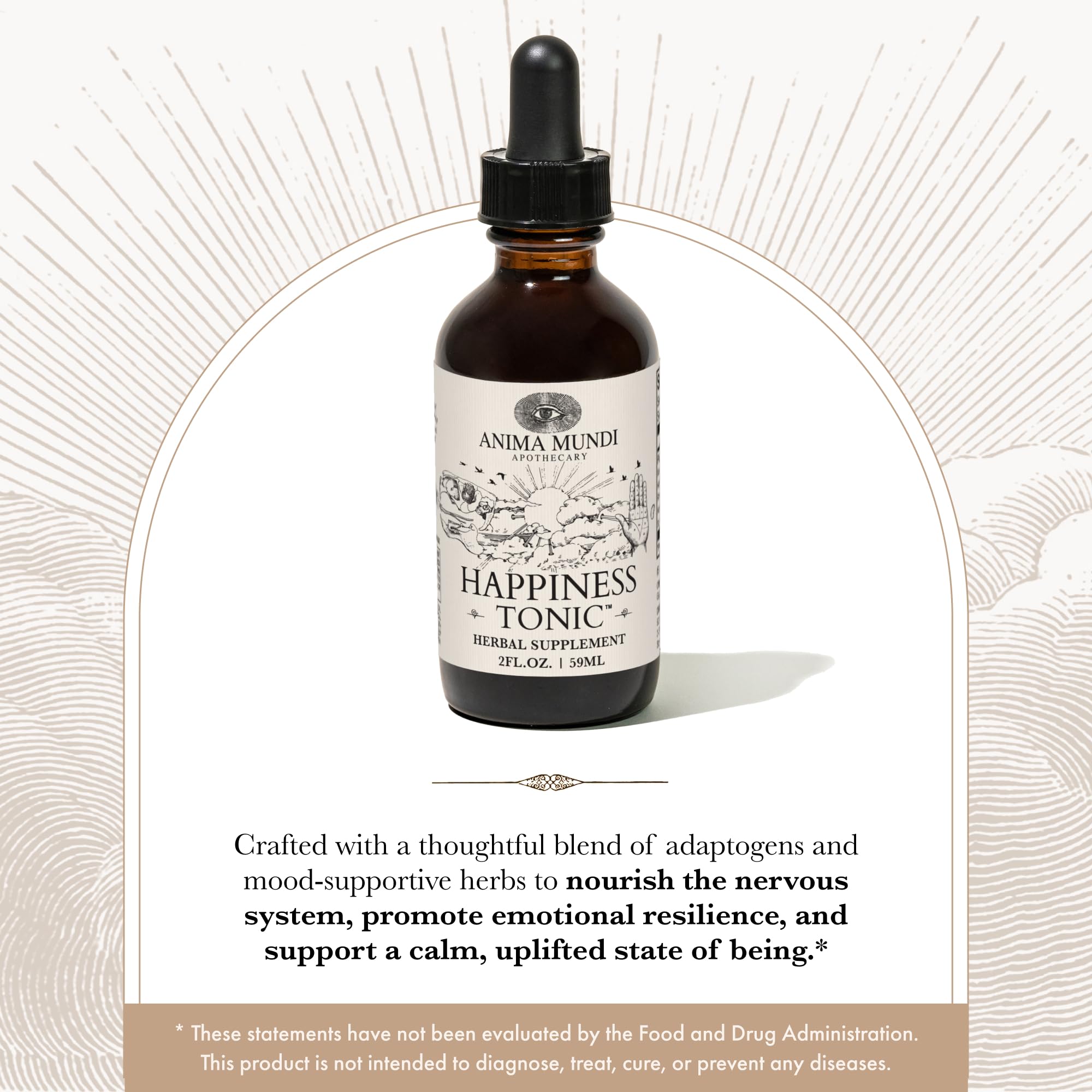 Étiquette Tonique Bio Anima Mundi Apothecary souligne une composition organique apaisante.