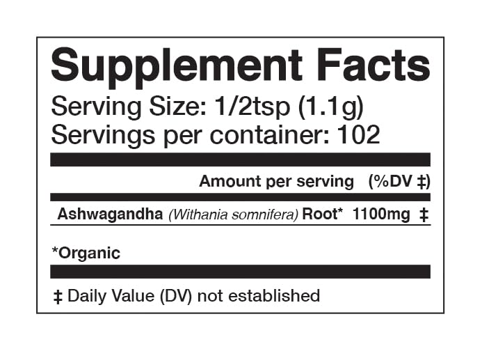 Anima Mundi Ashwagandha Poudre, doseuse-cuillère pratique pour mesurer 1–2 cuillères.