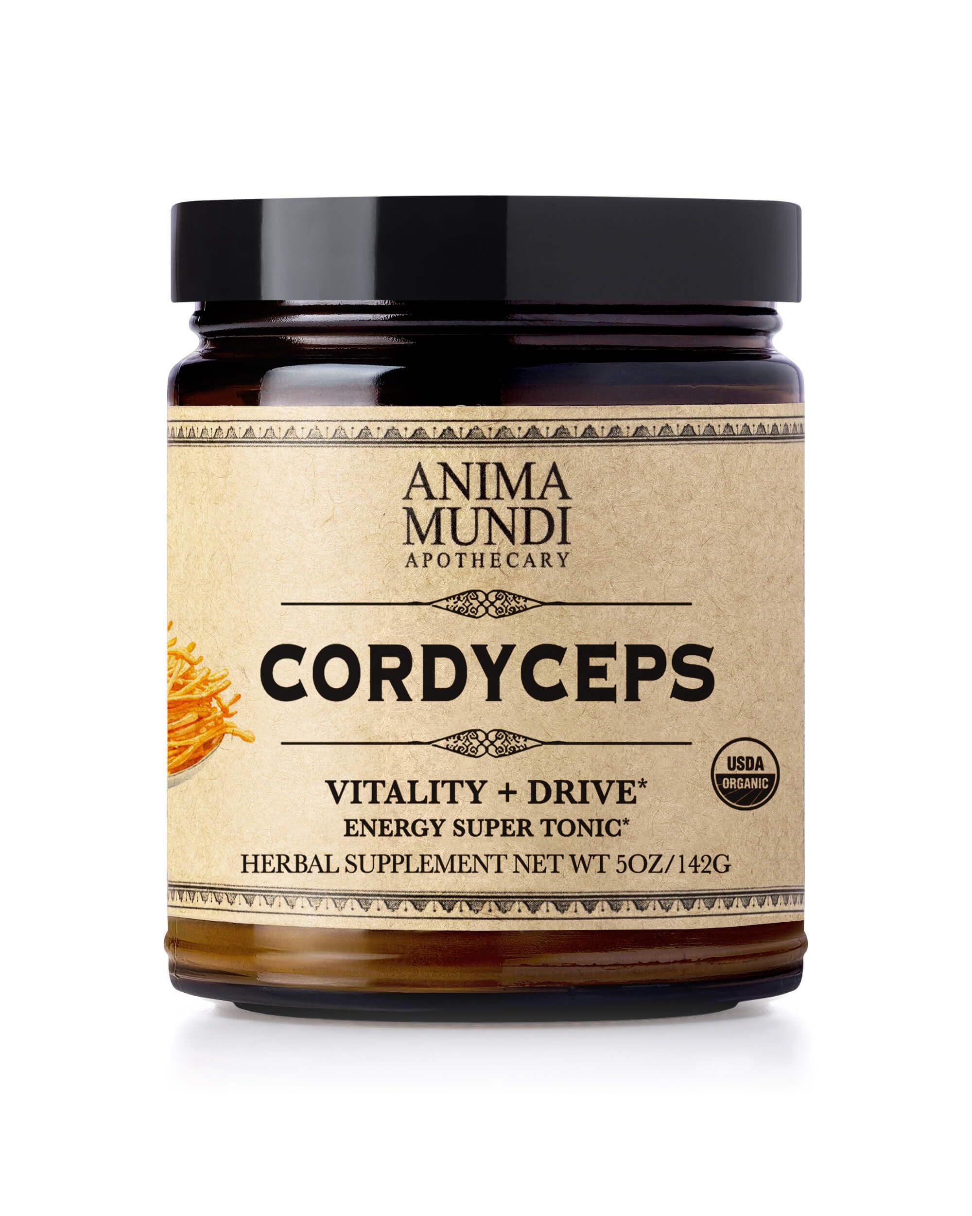 Anima Mundi Cordyceps Poudre - bouteille: énergie naturelle potentielle dans votre boisson.