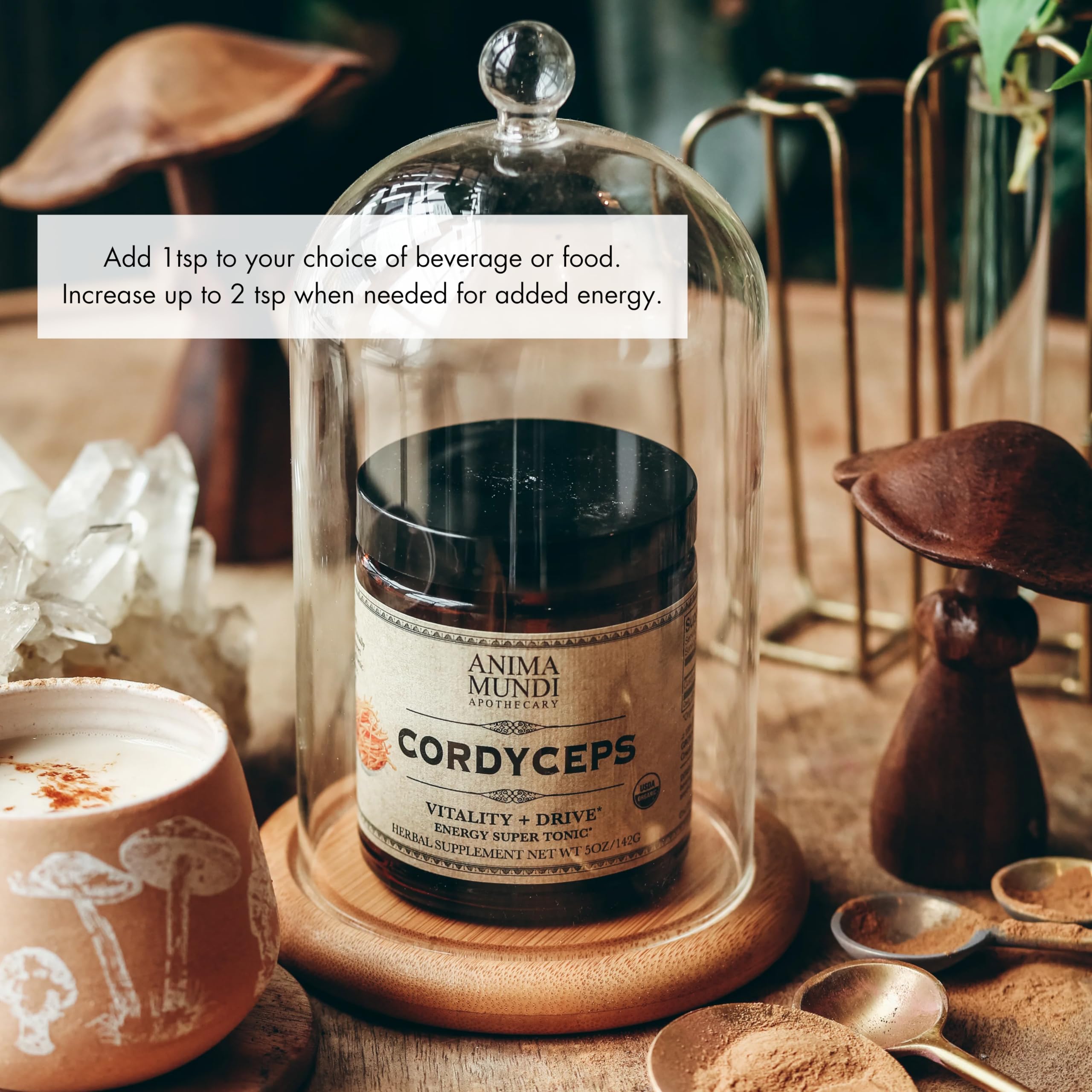Anima Mundi Cordyceps Poudre - cuillère-mesure: dosage précis pour smoothies matin.