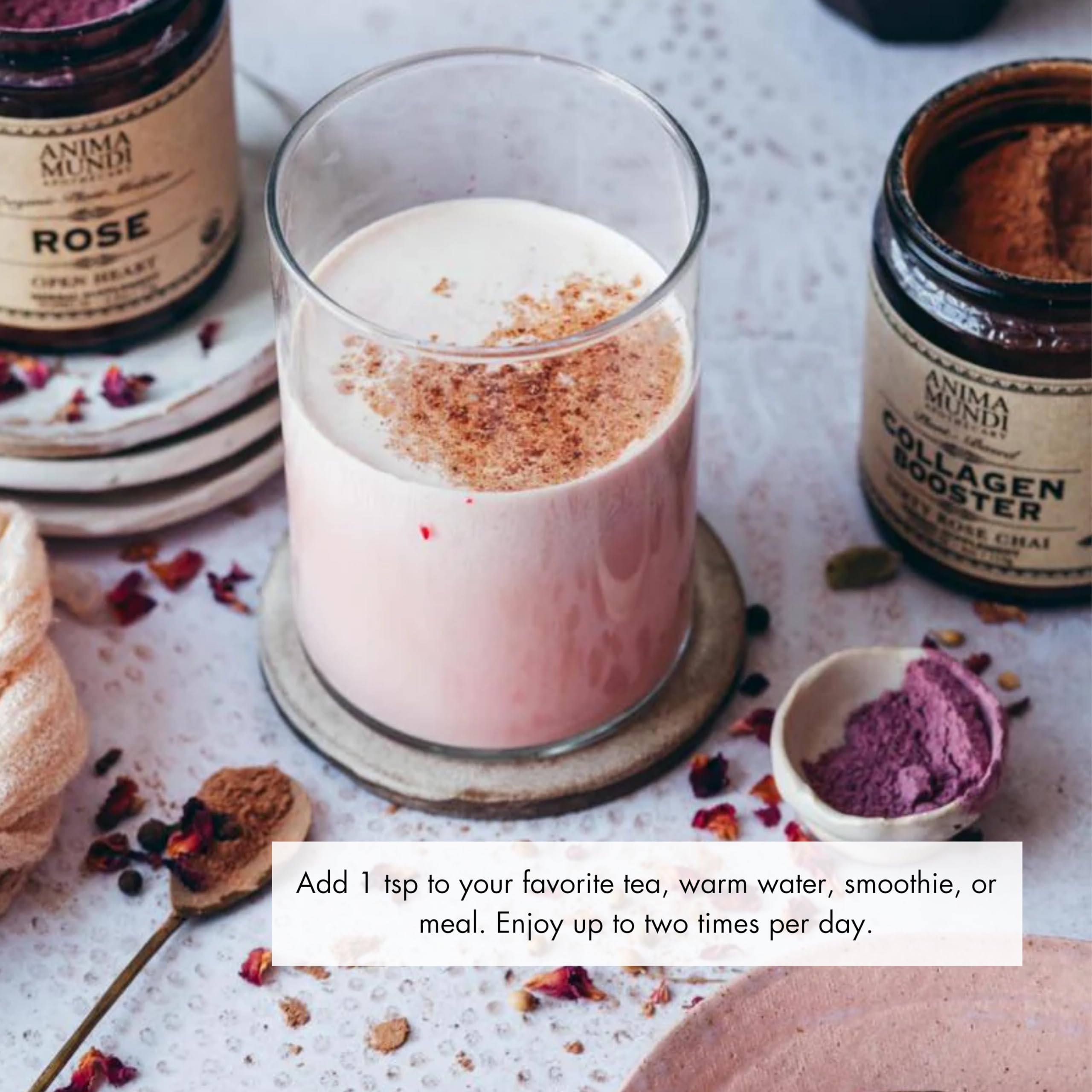 Anima Mundi Rose Chai Arôme Poudre – parfum doux pour une boisson agréable.
