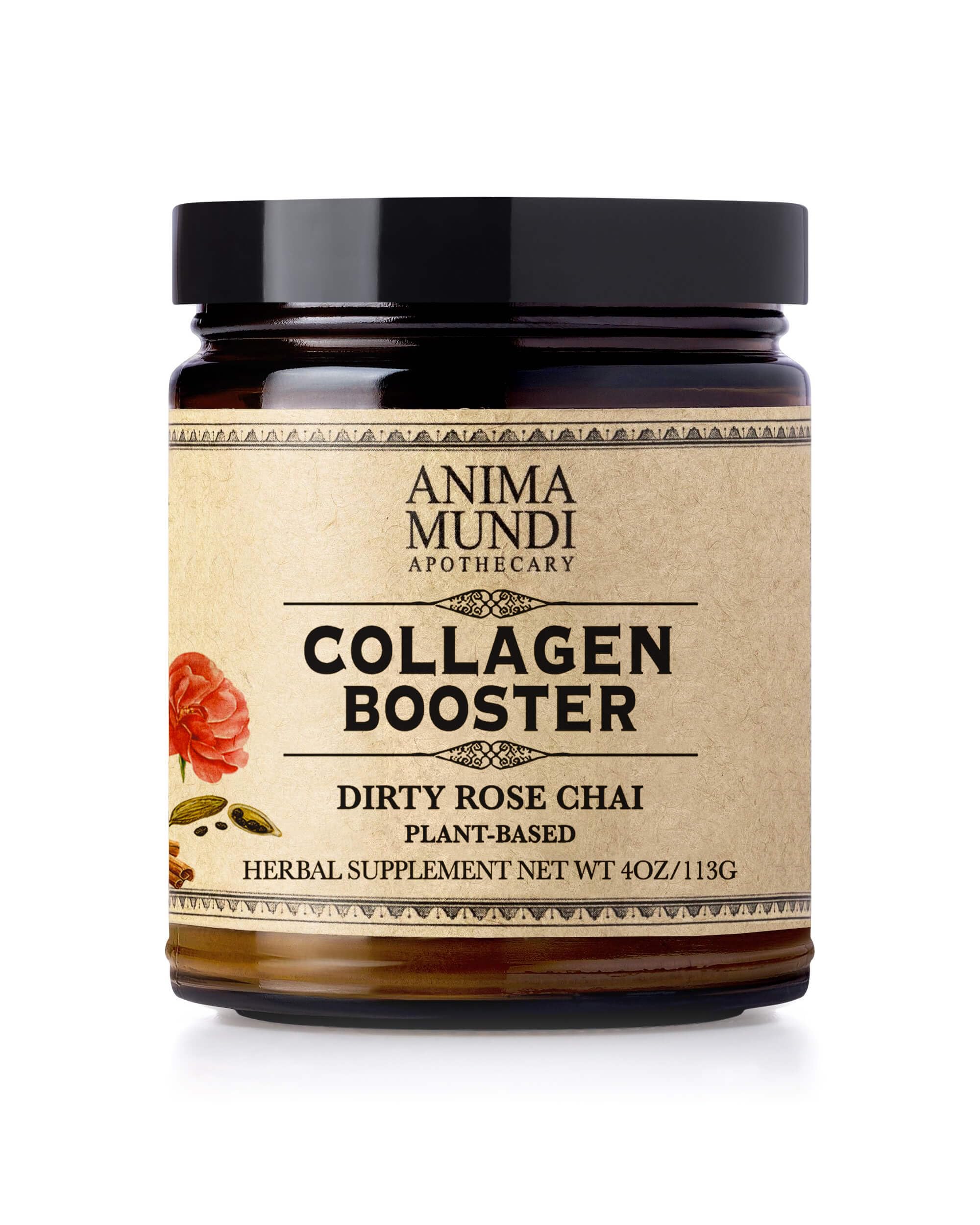 Anima Mundi Vegan Collagen Booster Poudre Bouteille – soutien potentiel à la peau et à l'éclat.