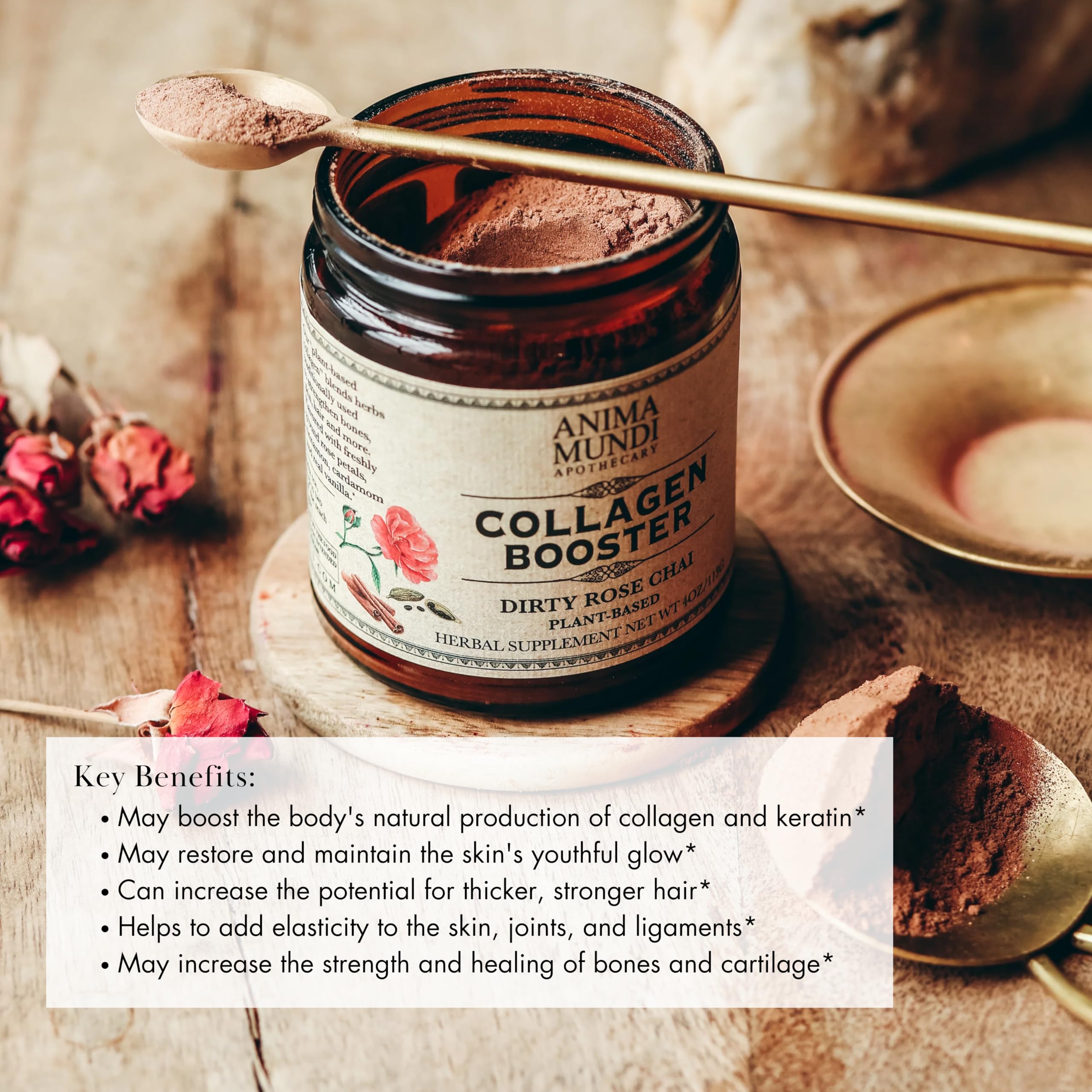 Anima Mundi Vegan Collagen Booster Poudre Doseur – mesure précise pour un mélange pratique quotidien.