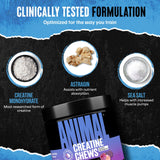 Sel marin pour hydrater et favoriser les pumps dans Animal Creatine Chews raisin.