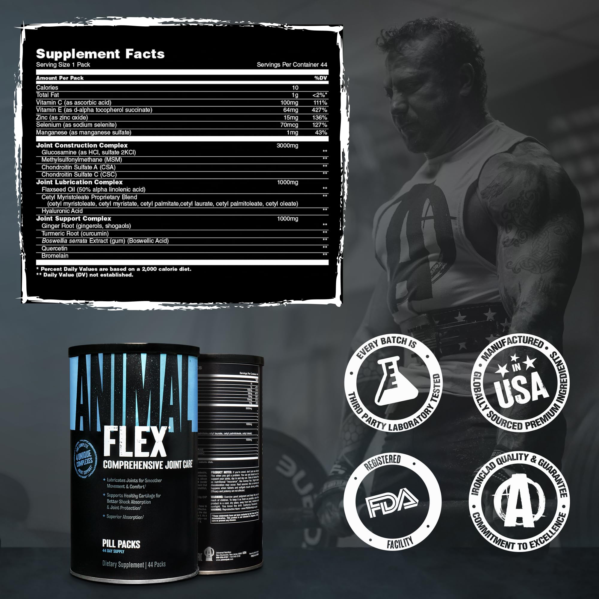 Animal Flex tableau de dosage simplifié pour routine sportive