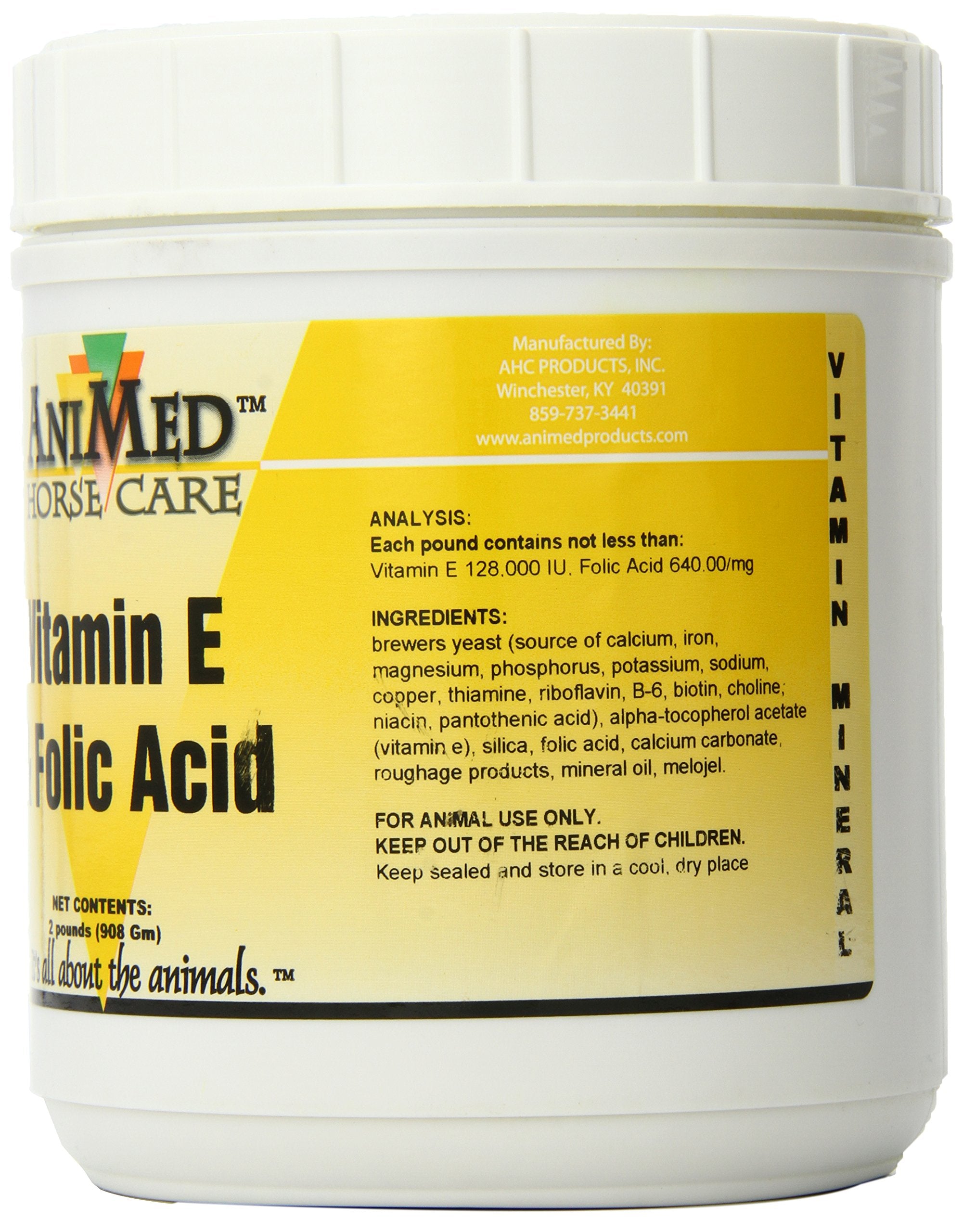 AniMed Vitamine E Acide folique : étiquette détaillée et posologie utile pour l’entretien équin