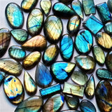 Pierres naturelles labradorite Anlingem variées, parfaites pour bijoux personnalisés.