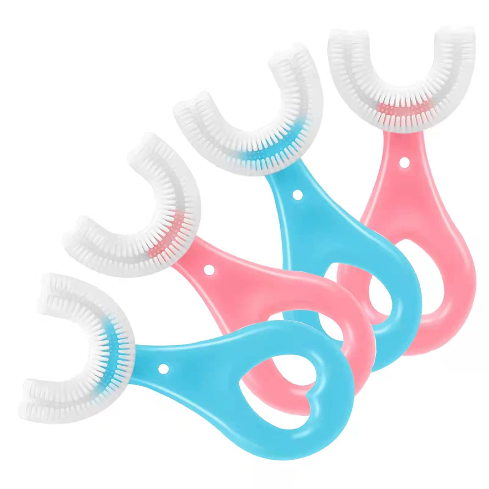 ANOOVV brosse-dents-enfant-u-forme-360 bleu – nettoyage 360° adapté aux petites bouches.