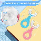 ANOOVV brosse-dents-enfant-u-forme-360 rose – douceur pour gencives sensibles des enfants.