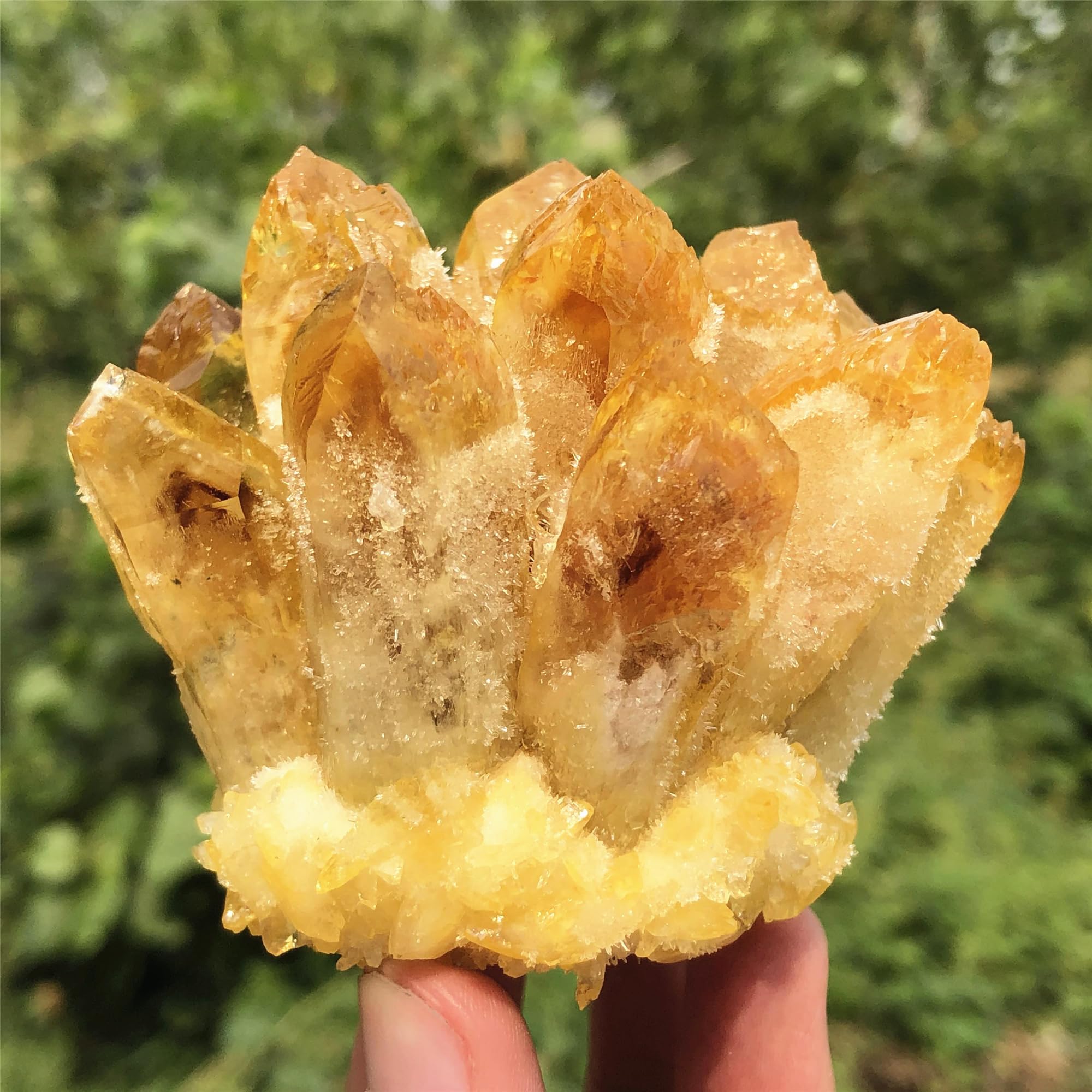 Anseqinzh quartz citrine pointe unique, focal pour méditation et grilles.