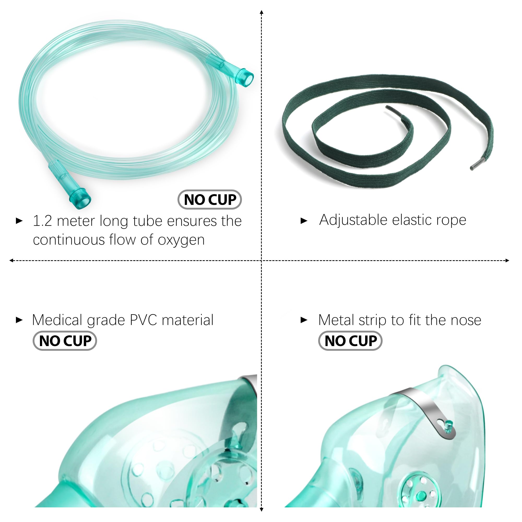 ANSNF masque d’oxygène sans coupe avec élastique ajustable pour un fit personnalisé.