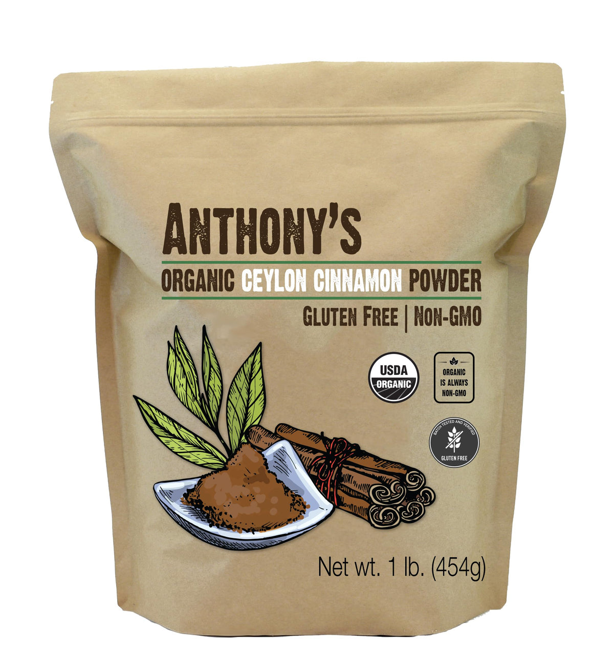 Anthony's cannelle Ceylan poudre, poudre fine idéale pour pâtisserie et thé