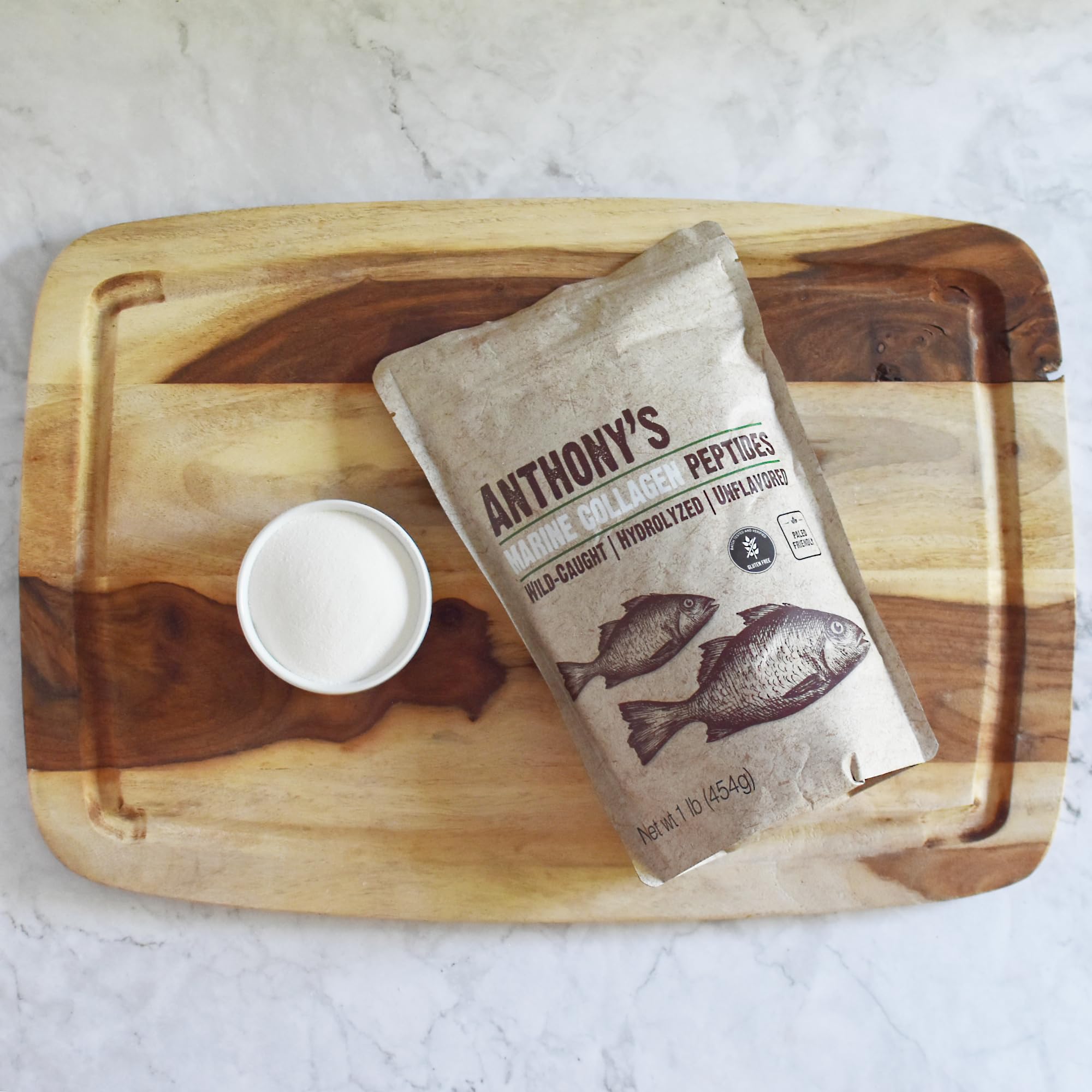 Anthony's collagene marin hydrolysé en poudre pour cafe et smoothies, gout neutre et polyvalent.