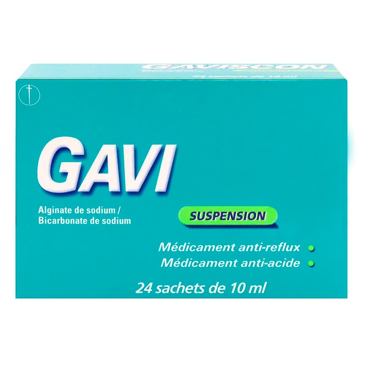 Suspension antiacide orale menthe, sachets 10 ml, pratique en déplacement pour reflux.