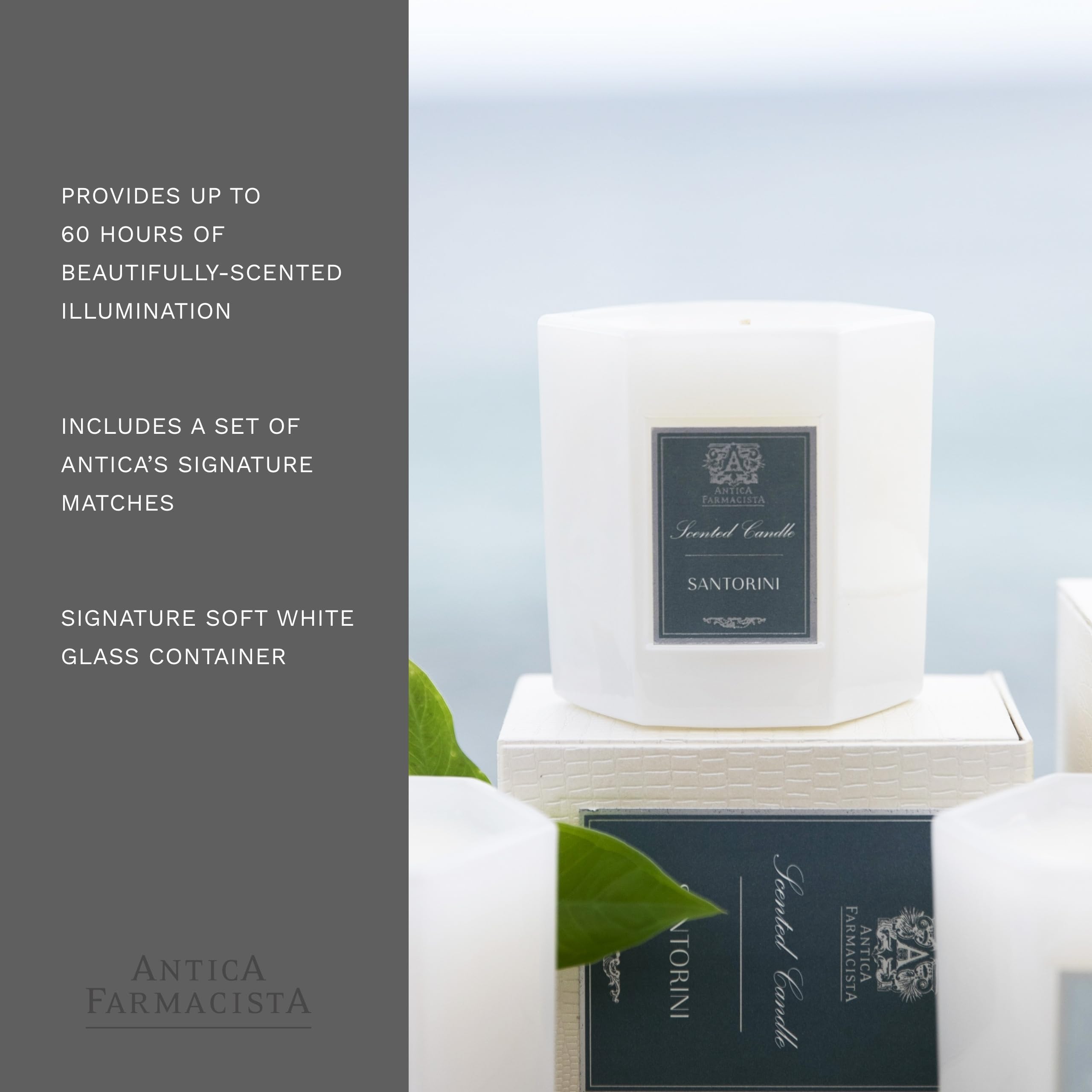 Coffret cadeau Antica Farmacista avec bougie et allumettes, présentation élégante