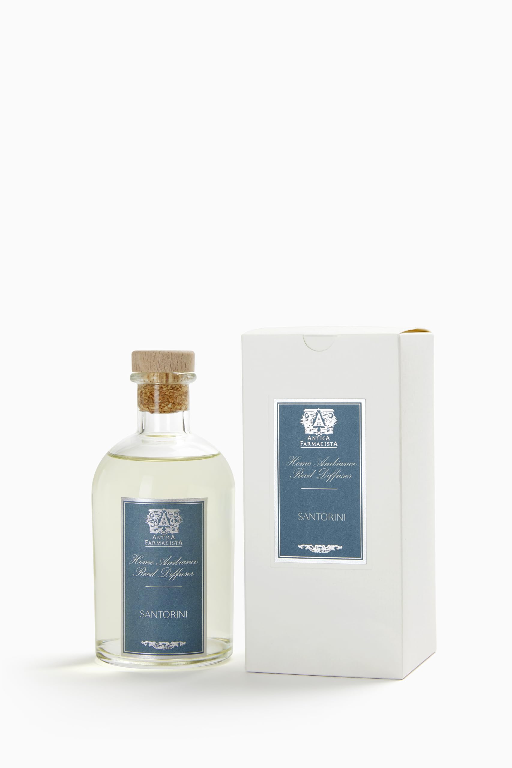 Antica Farmacista Santorini – kit diffuseur avec tiges pour notes bergamot et bois, maison raffinée.