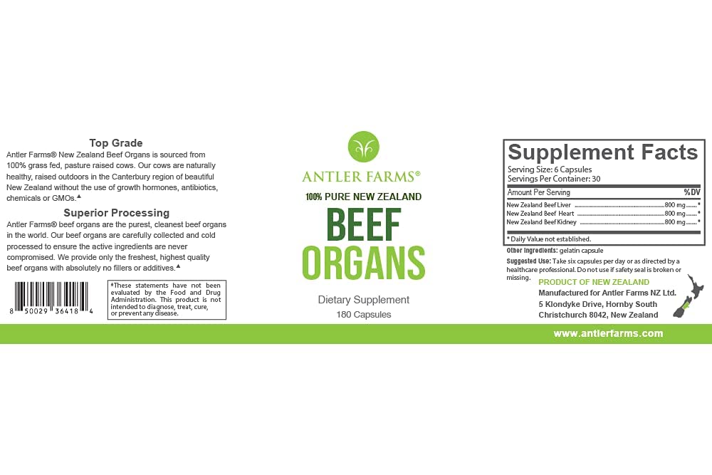 Antler Farms foie de bœuf en capsules, riche en nutriments essentiels.