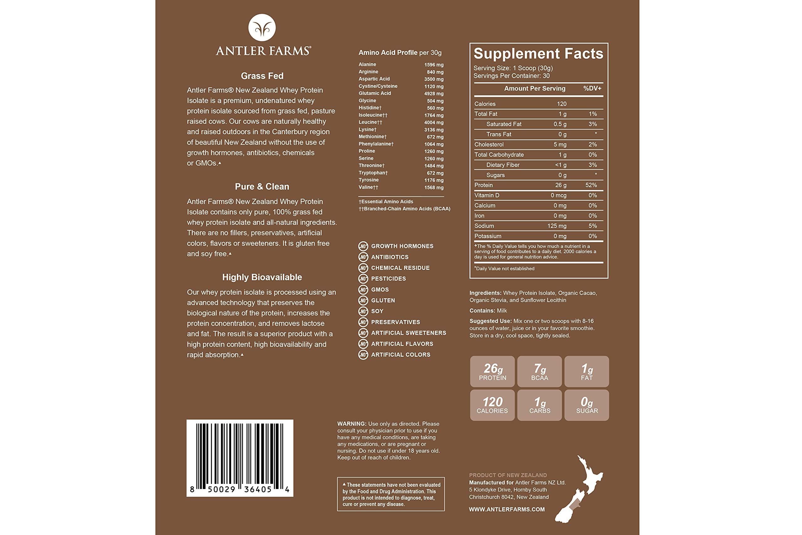Antler Farms isolat lactosérum doseur-mesure, dosage précis après entraînement.