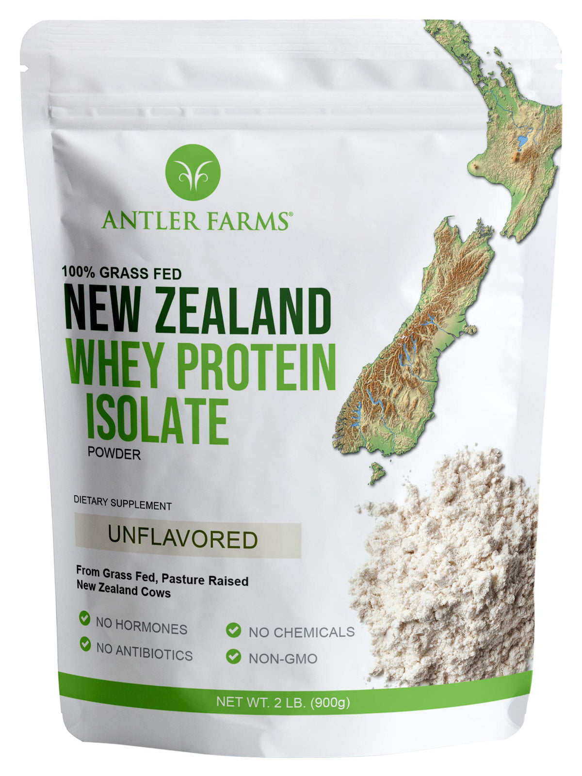 Protéine whey isolate Antler Farms en poudre naturelle, idéale pour shakes rapides
