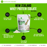 Poudre fine d’Antler Farms whey isolate, texture pure et légère