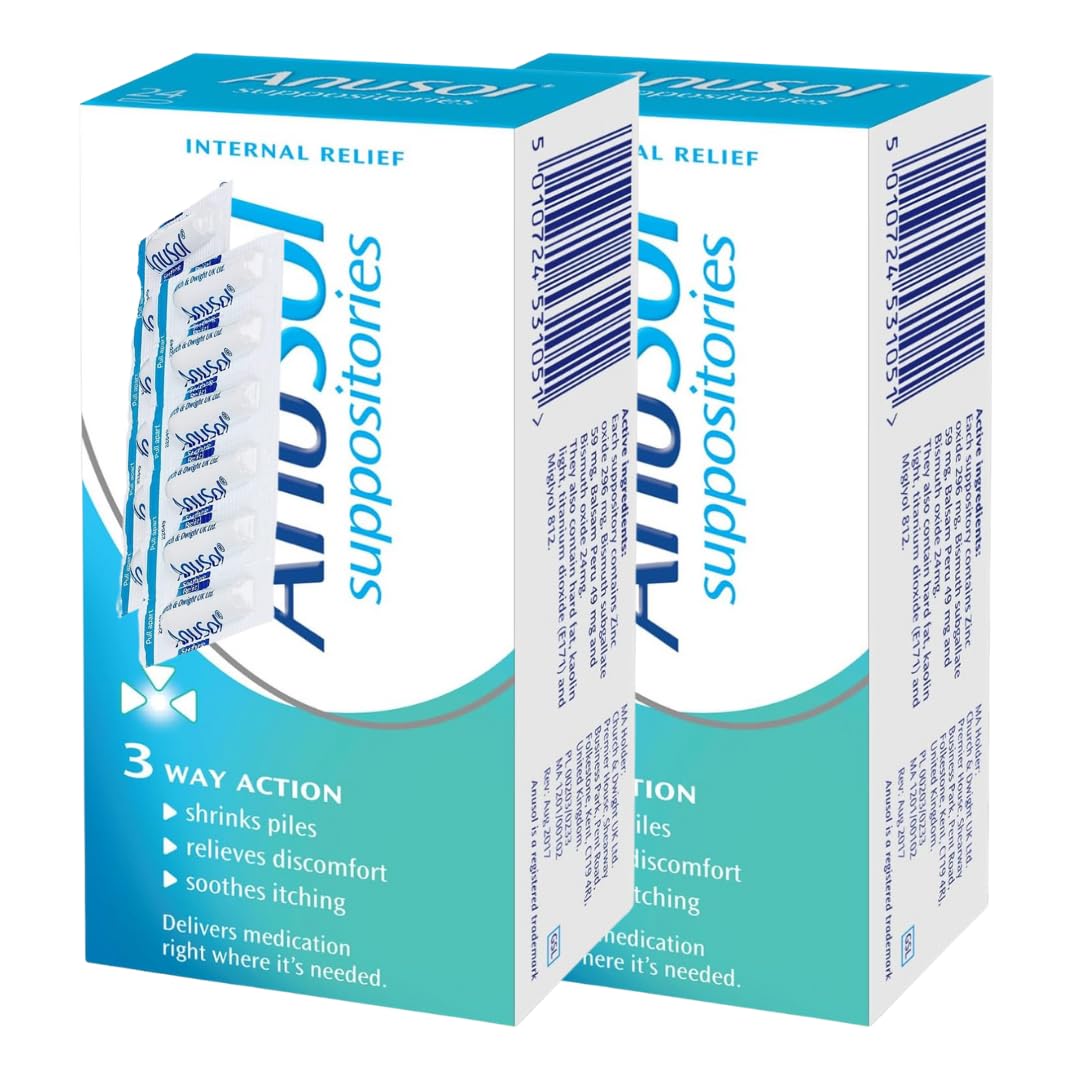 ANUS0L suppositoires piles, lot de 24, format pratique pour une utilisation à domicile