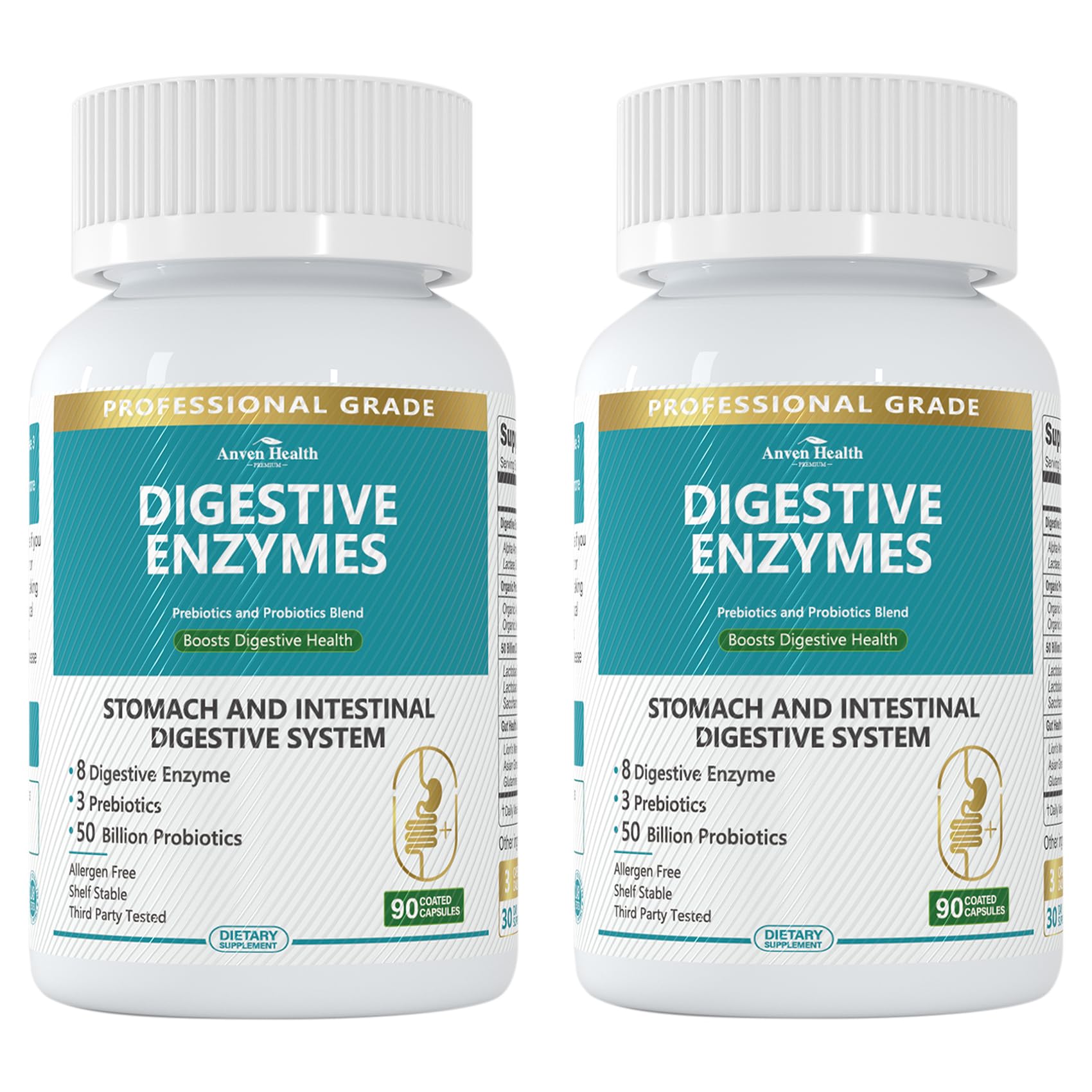 Anven Health 800 mg enzymes digestifs – capsules, soutien après les repas.