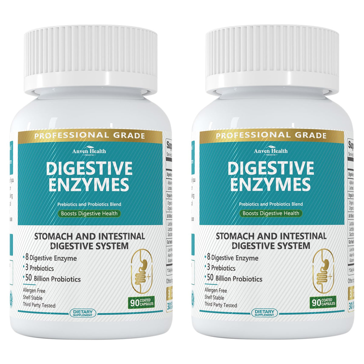 Anven Health 800 mg enzymes digestifs – capsules, soutien après les repas.