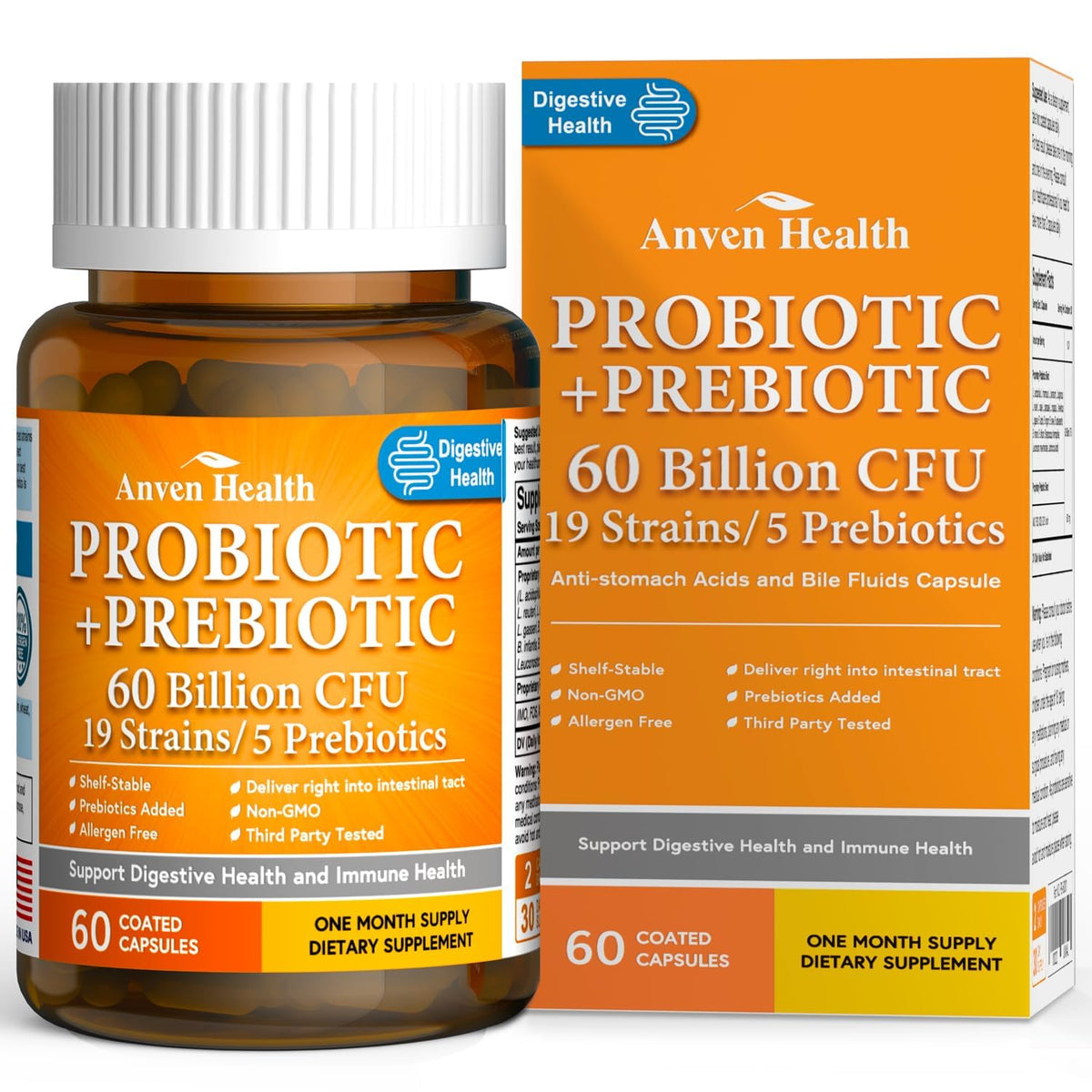 Anven Health – Probiotiques 60 Milliards: équilibre digestif potentiel.