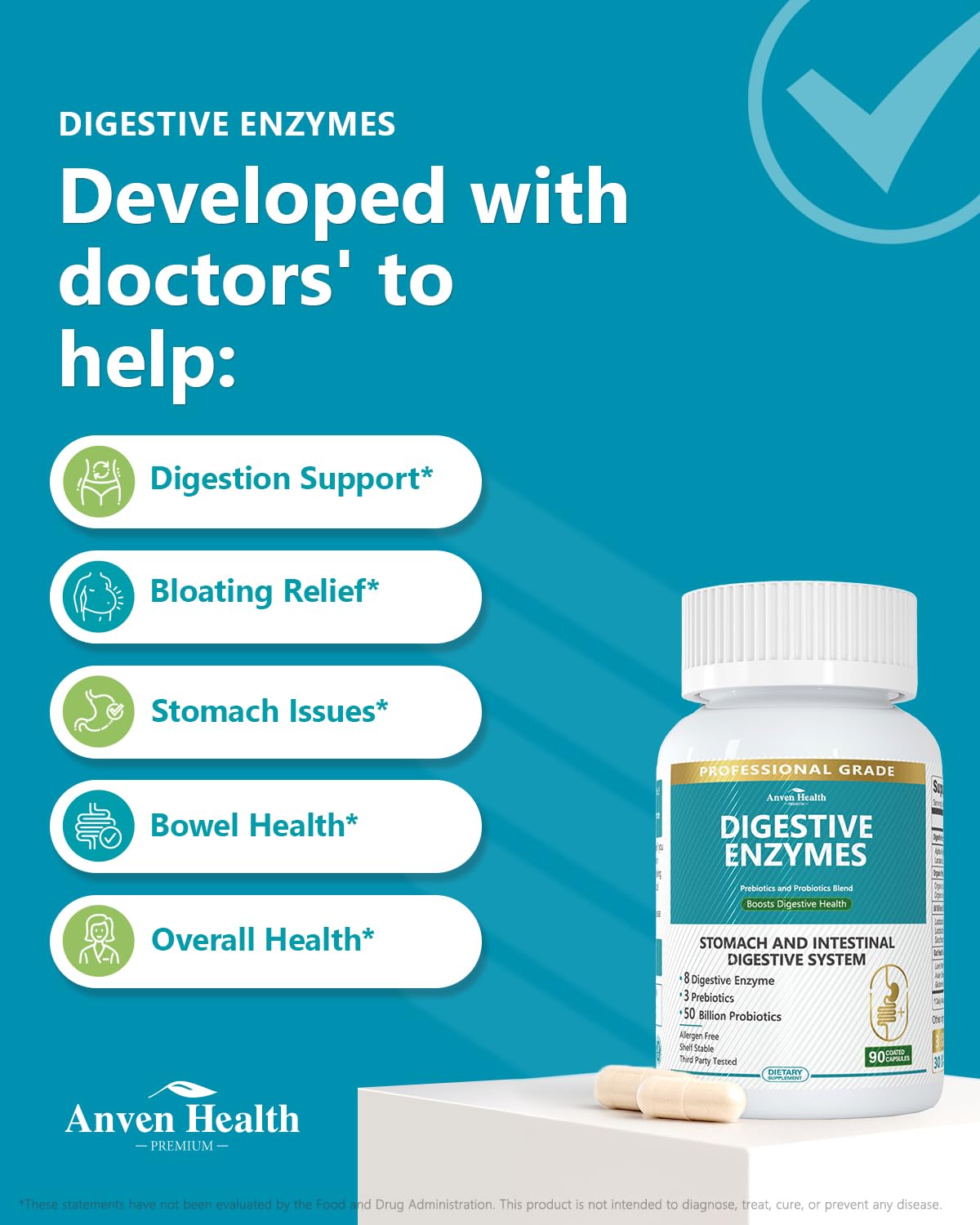 Anven Health crinière de lion bio, nutriments naturels pour le bien-être digestif.