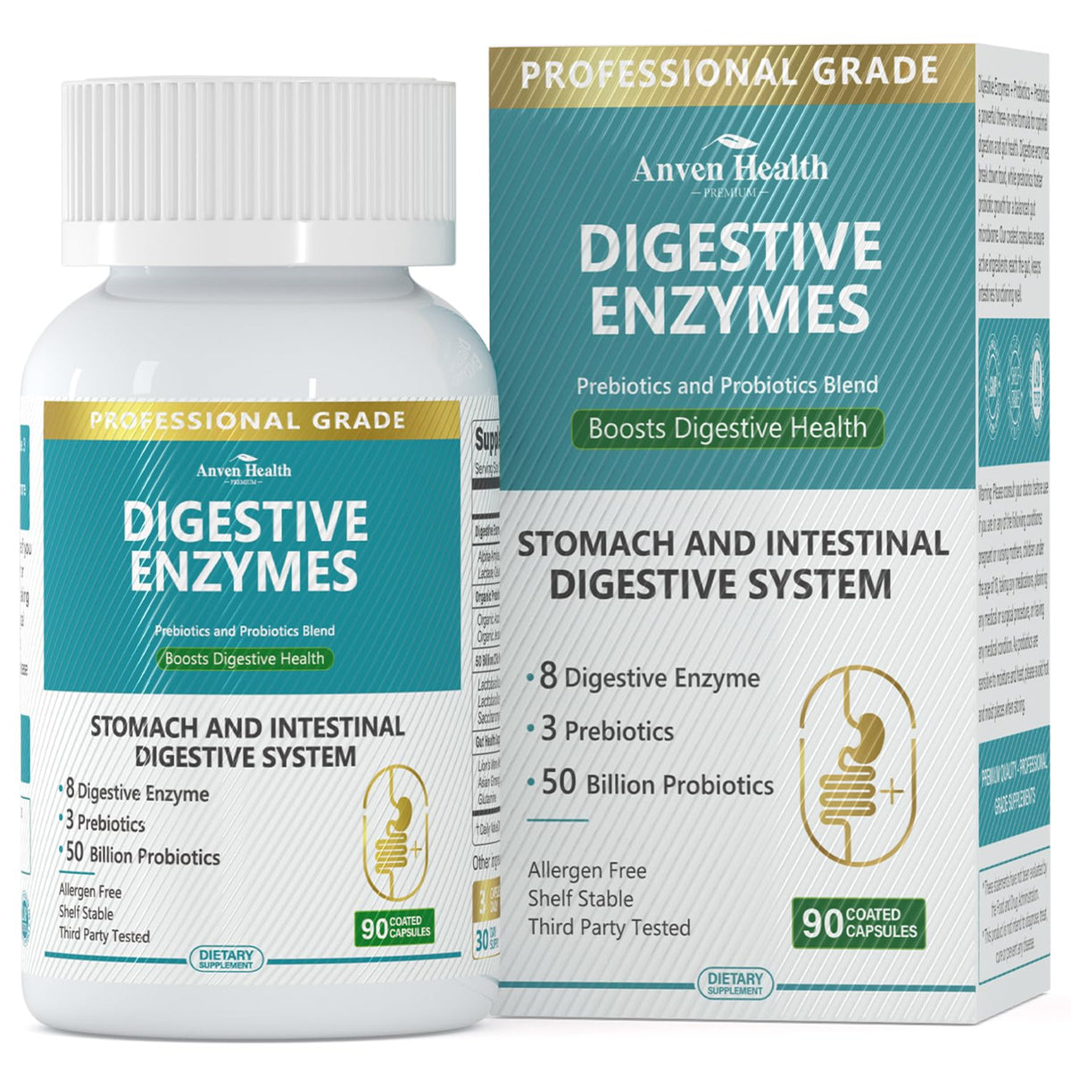 Anven Health Digestives Enzymes: 8 enzymes, soutien digestif après les repas.