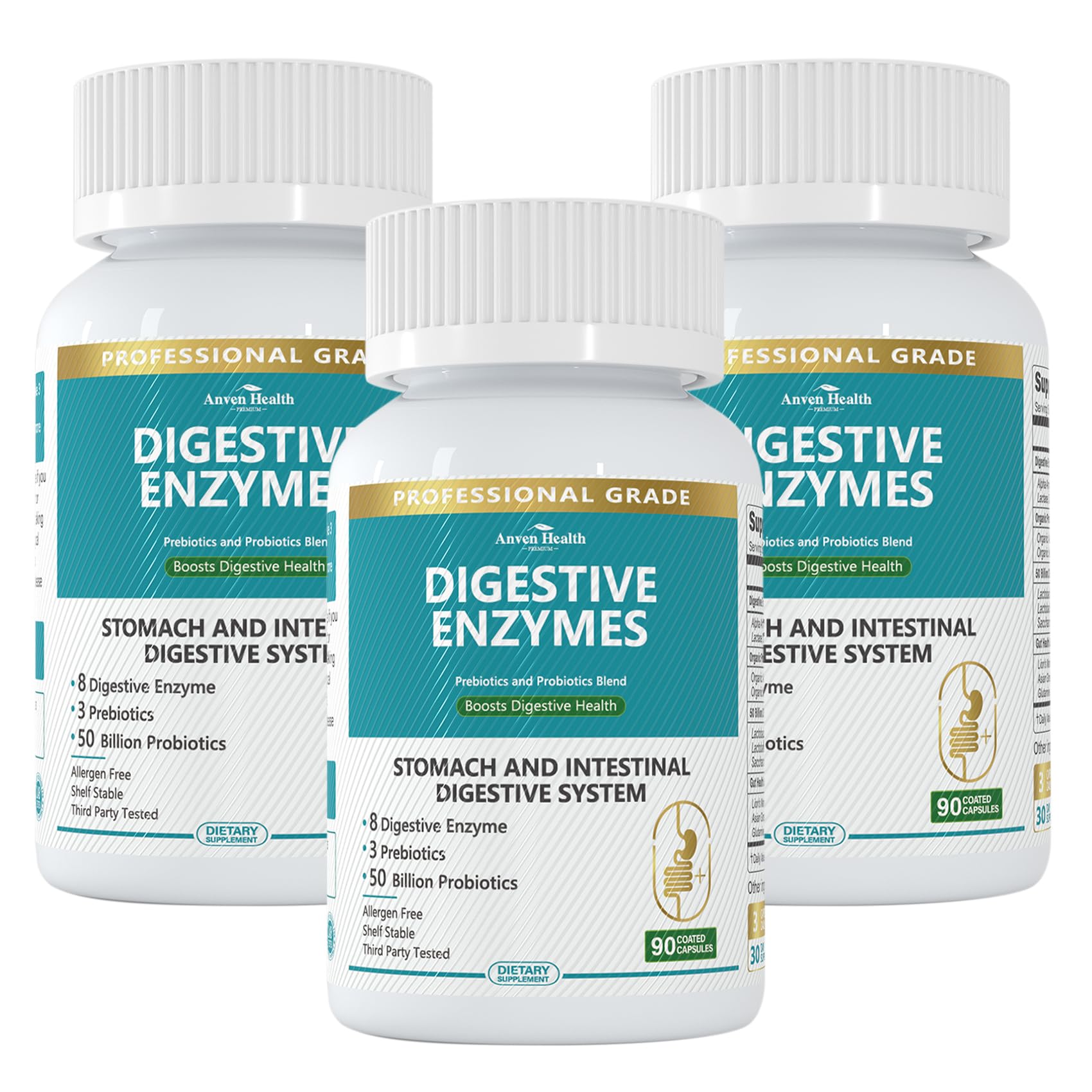 Anven Health enzymes digestives 800 mg, flacon, soutien digestif après les repas