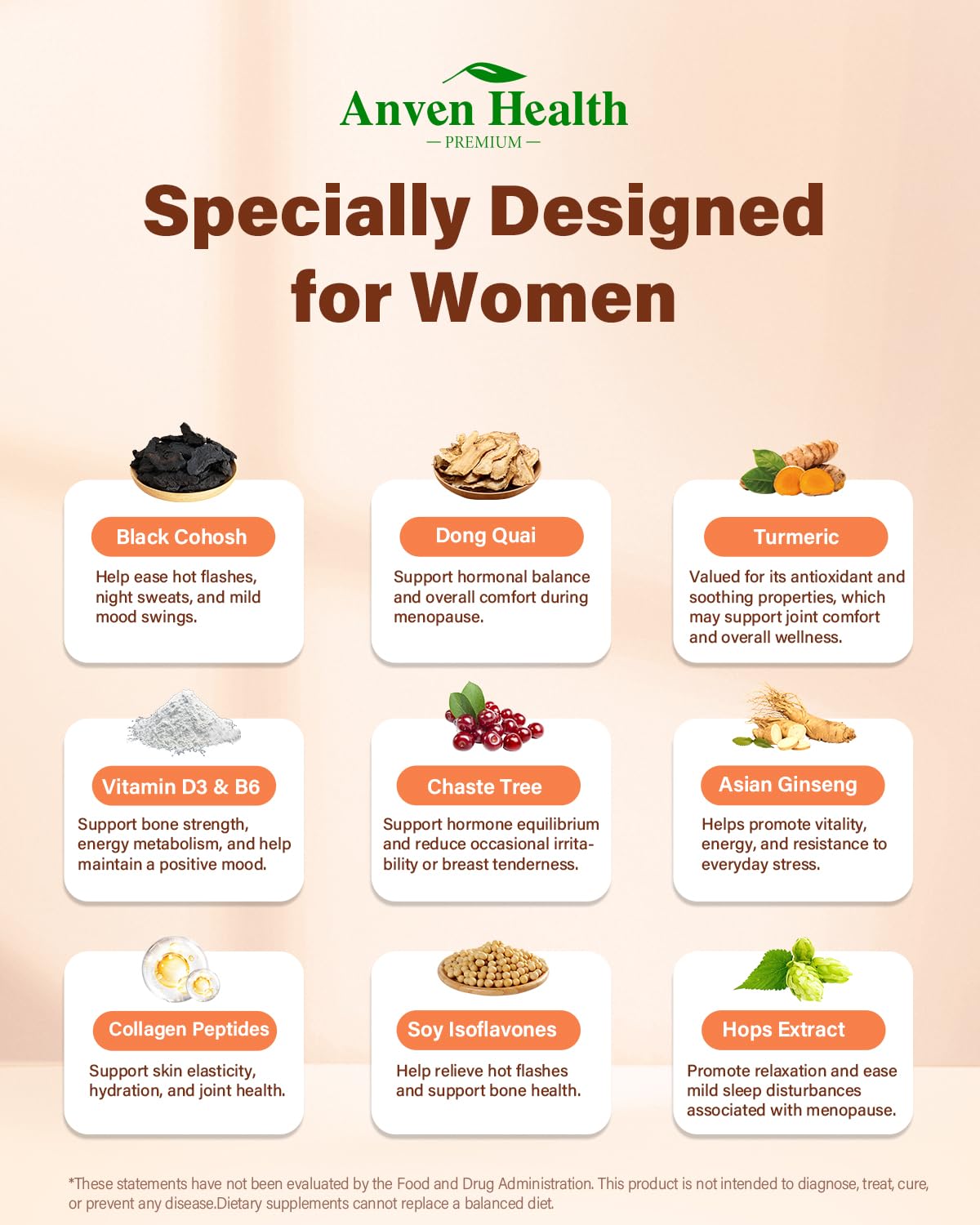 Emballage carton Anven Health Menopause reflétant qualité.