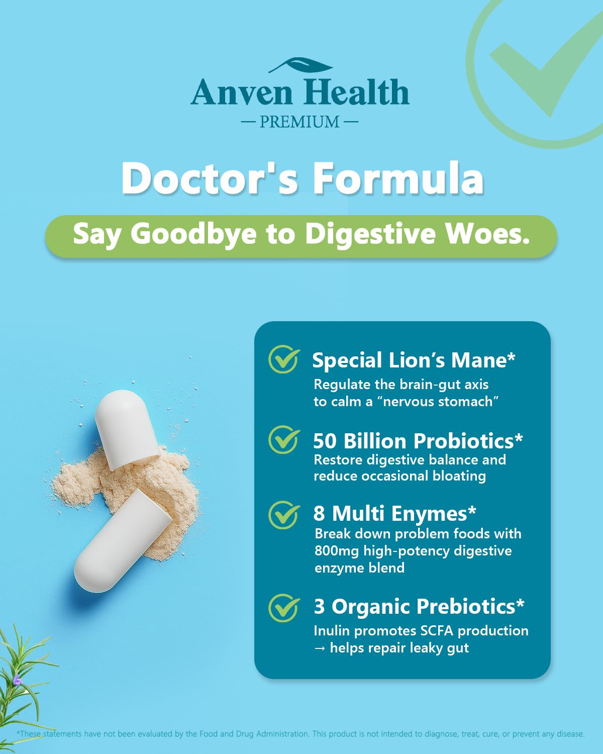 Anven Health prébiotiques organiques, nourrissent le microbiome intestinal.