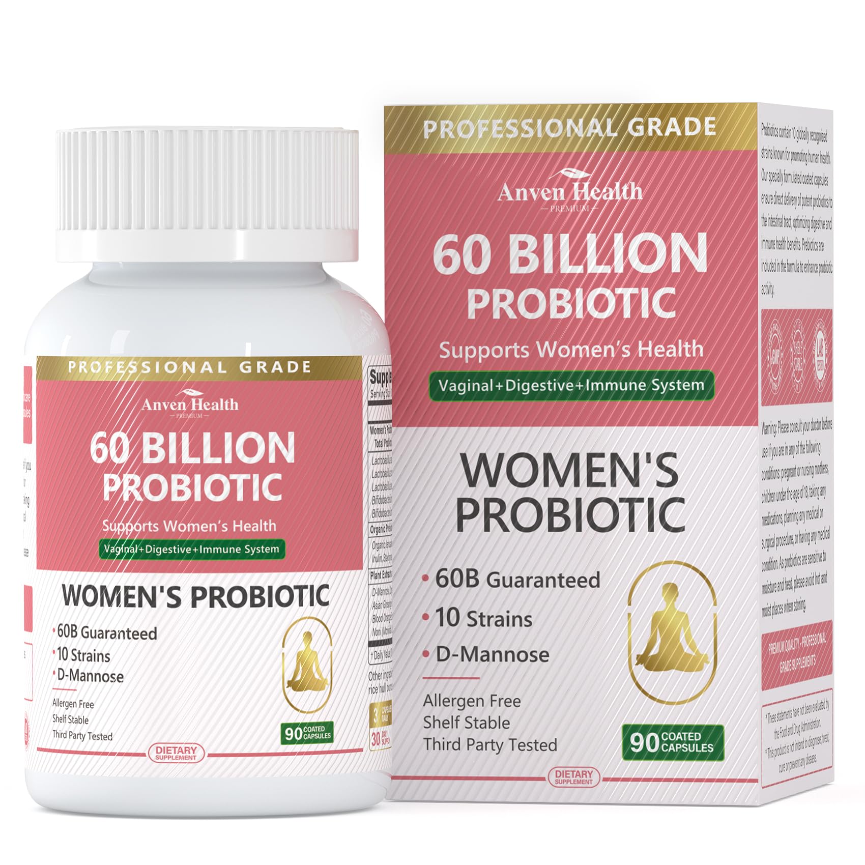 Anven Health Probiotiques – flacon, soutien potentiel à l'équilibre intime et à la digestion