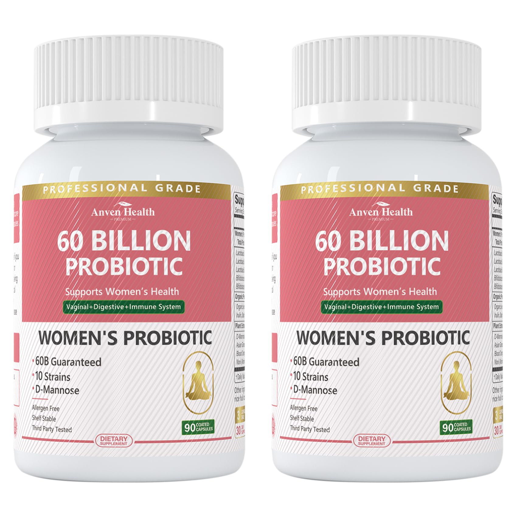 Anven Health Probiotiques – capsules en flacon pour équilibre vaginal et digestif