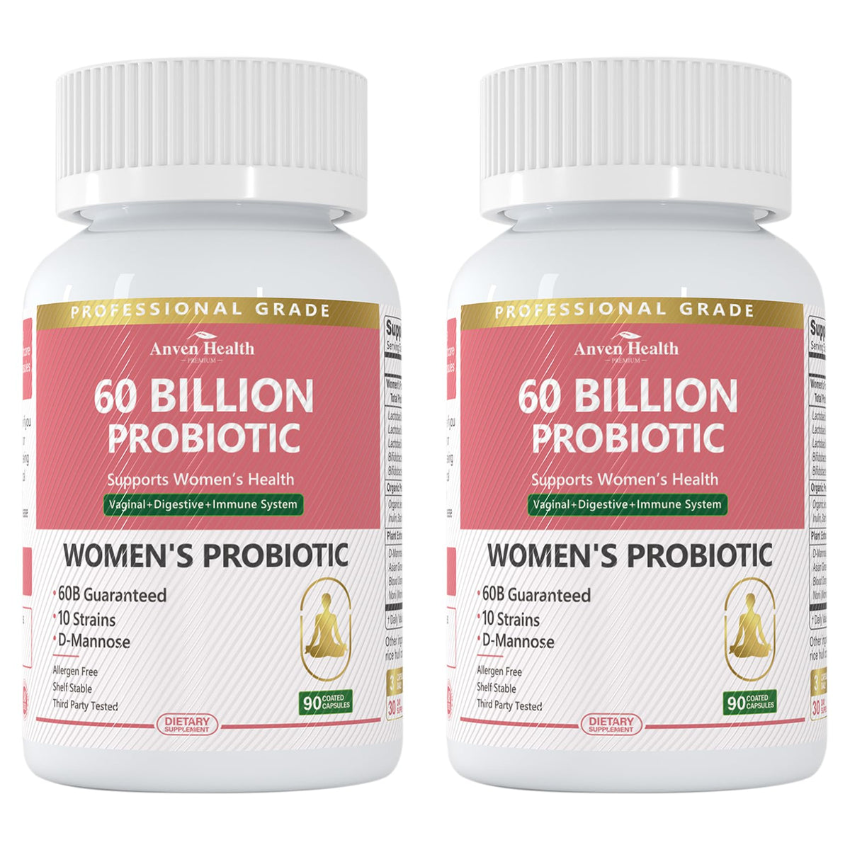 Anven Health Probiotiques – capsules en flacon pour équilibre vaginal et digestif