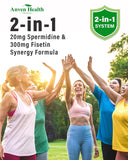 Gélules Anven Health Spermidine Fisetin, dosage clair pour soutenir la vitalité.