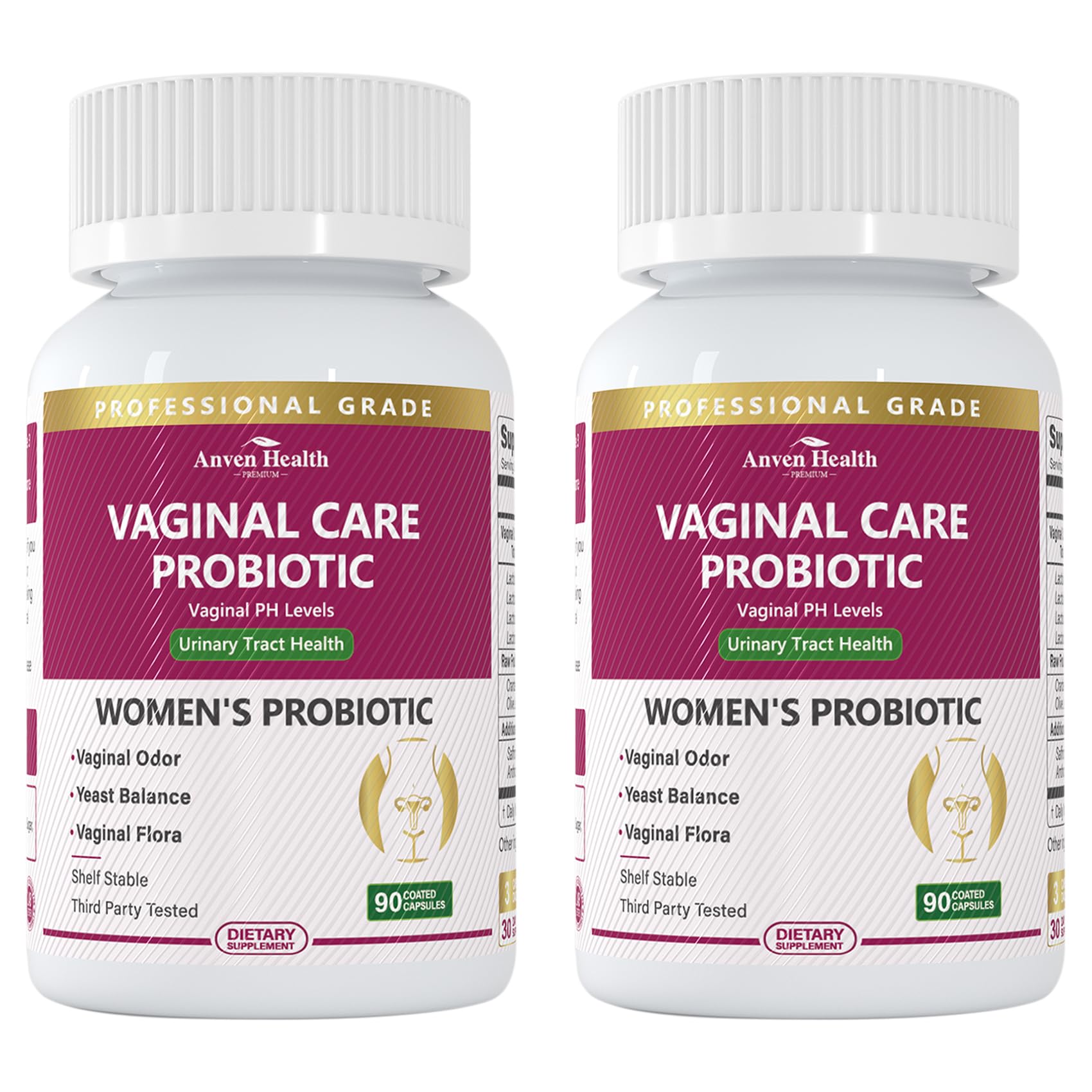 Anven Health Probiotiques Vaginales – bouteille et capsules, soutien potentiel à l'équilibre vaginal