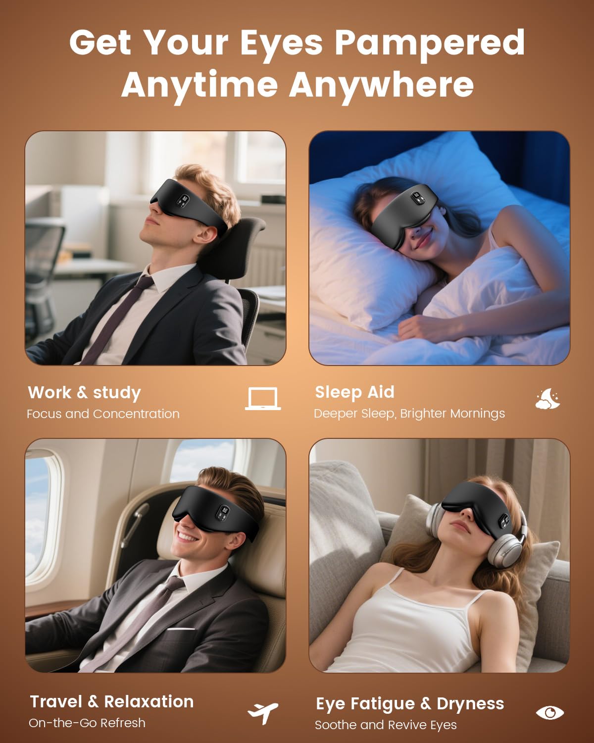 Anydance chauffage graphene répartit uniformément la chaleur pour soulager la fatigue oculaire