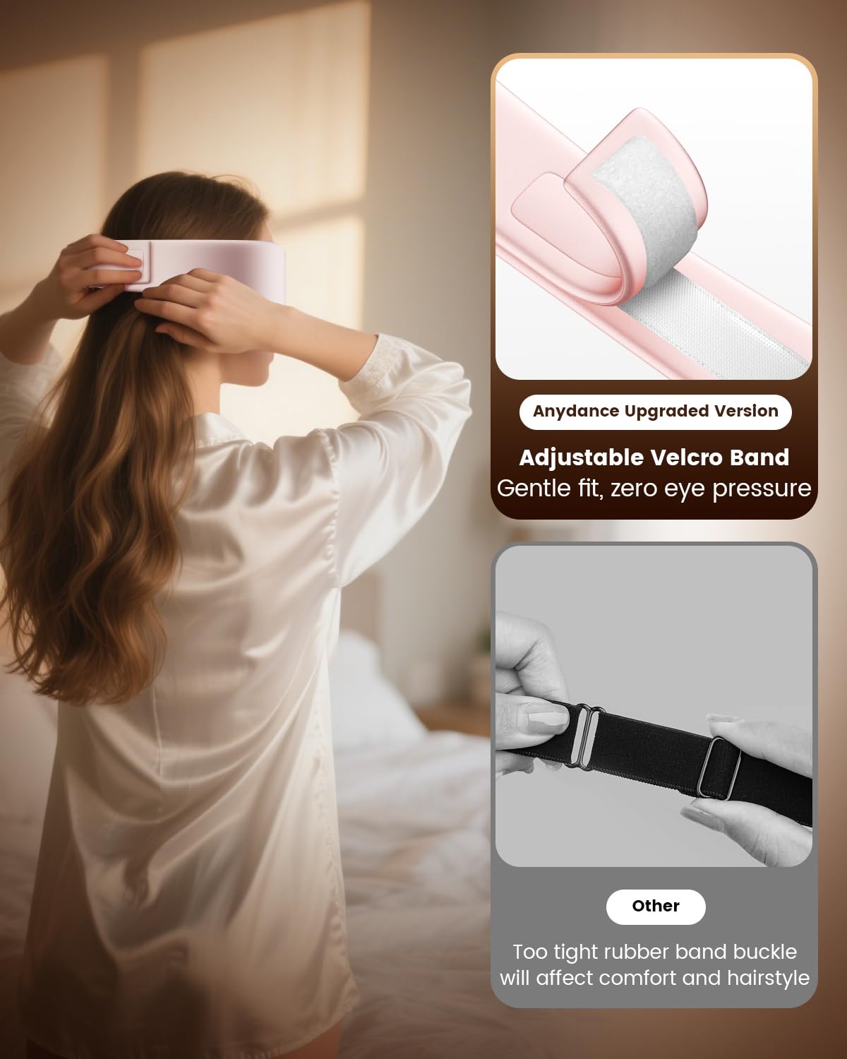 Anydance Masque Oeil Chauffant Rose batterie 1500 mAh pour jusqu'à 90 minutes