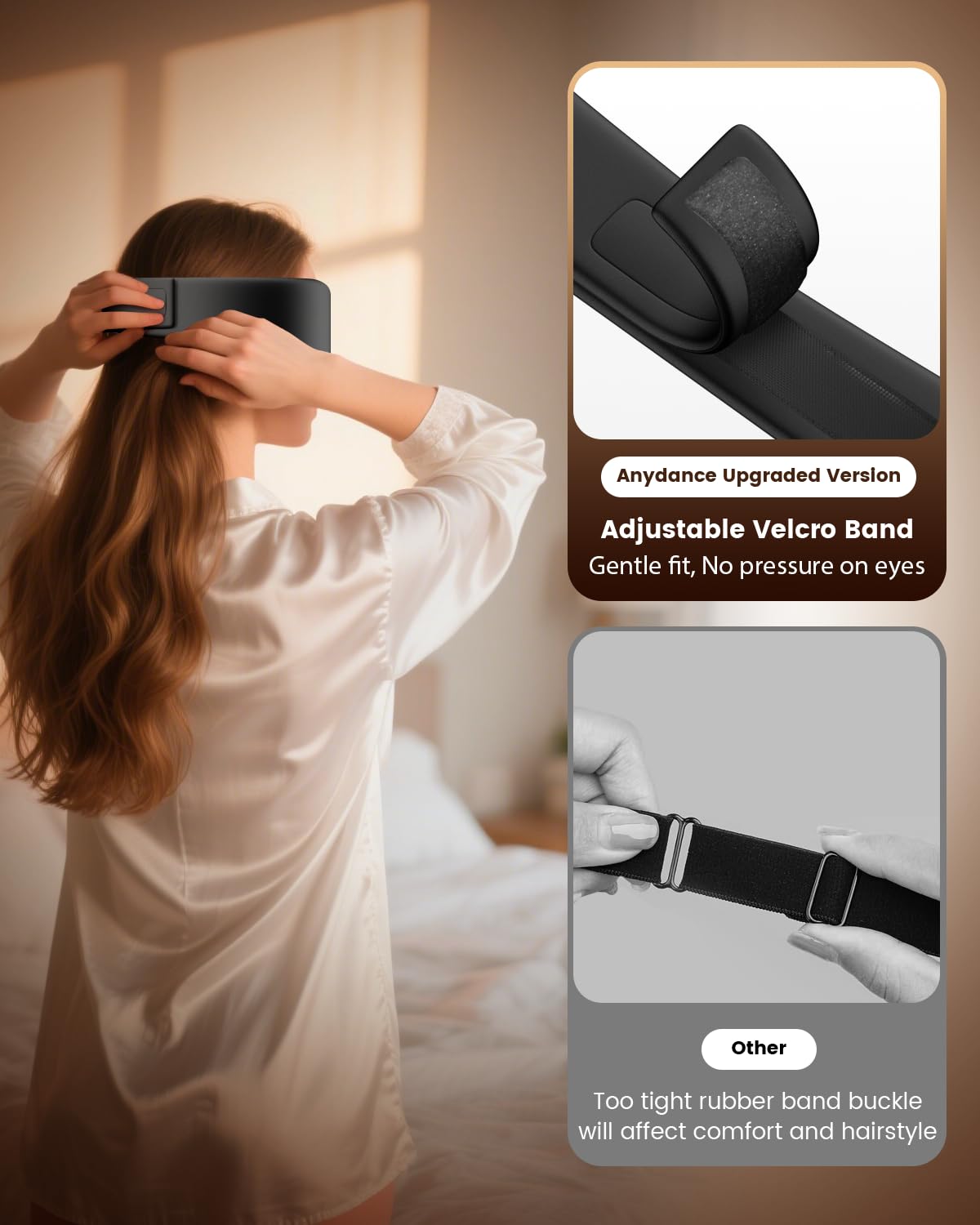 Anydance velcro doux et réglable, pas d'arrachement des cheveux