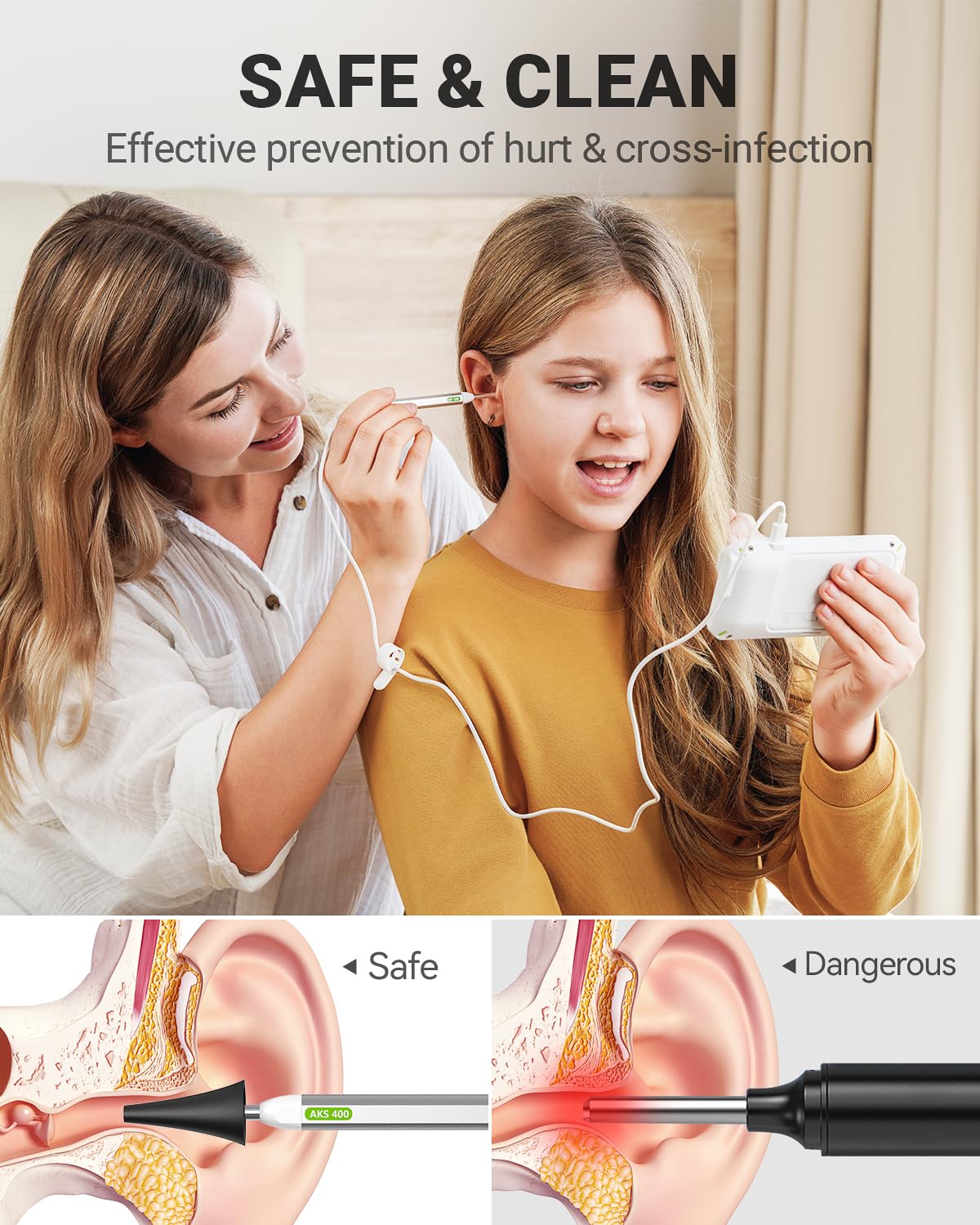 Otoscope Anykit embouts en silicone réglables pour un usage confortable.