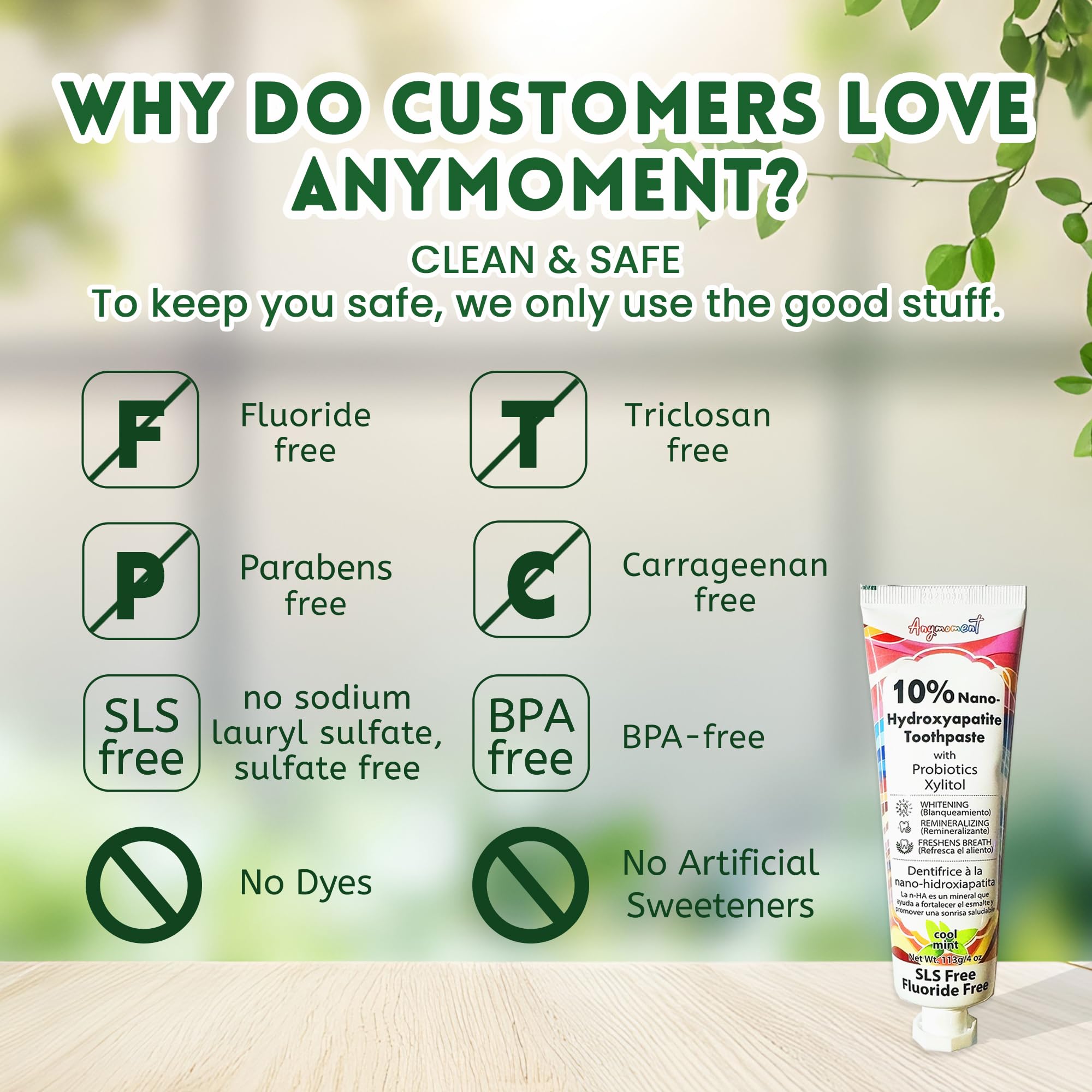 Anymoment dentifrice nano-apatite 10% - blanchiment doux sans sensibilité.